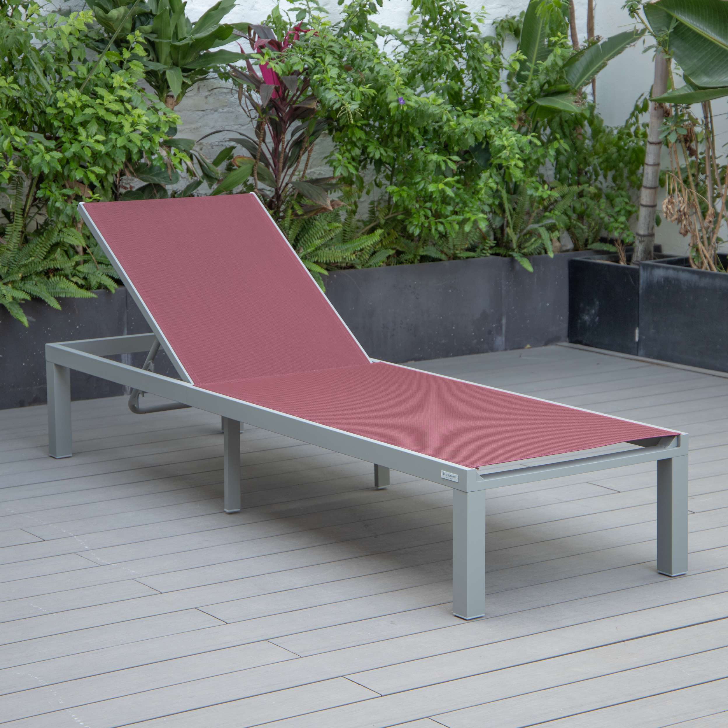 LeisureMod Marlin Patio Chaise Lounge Chair With Grey Aluminum Frame, Set of 2 - Image 54