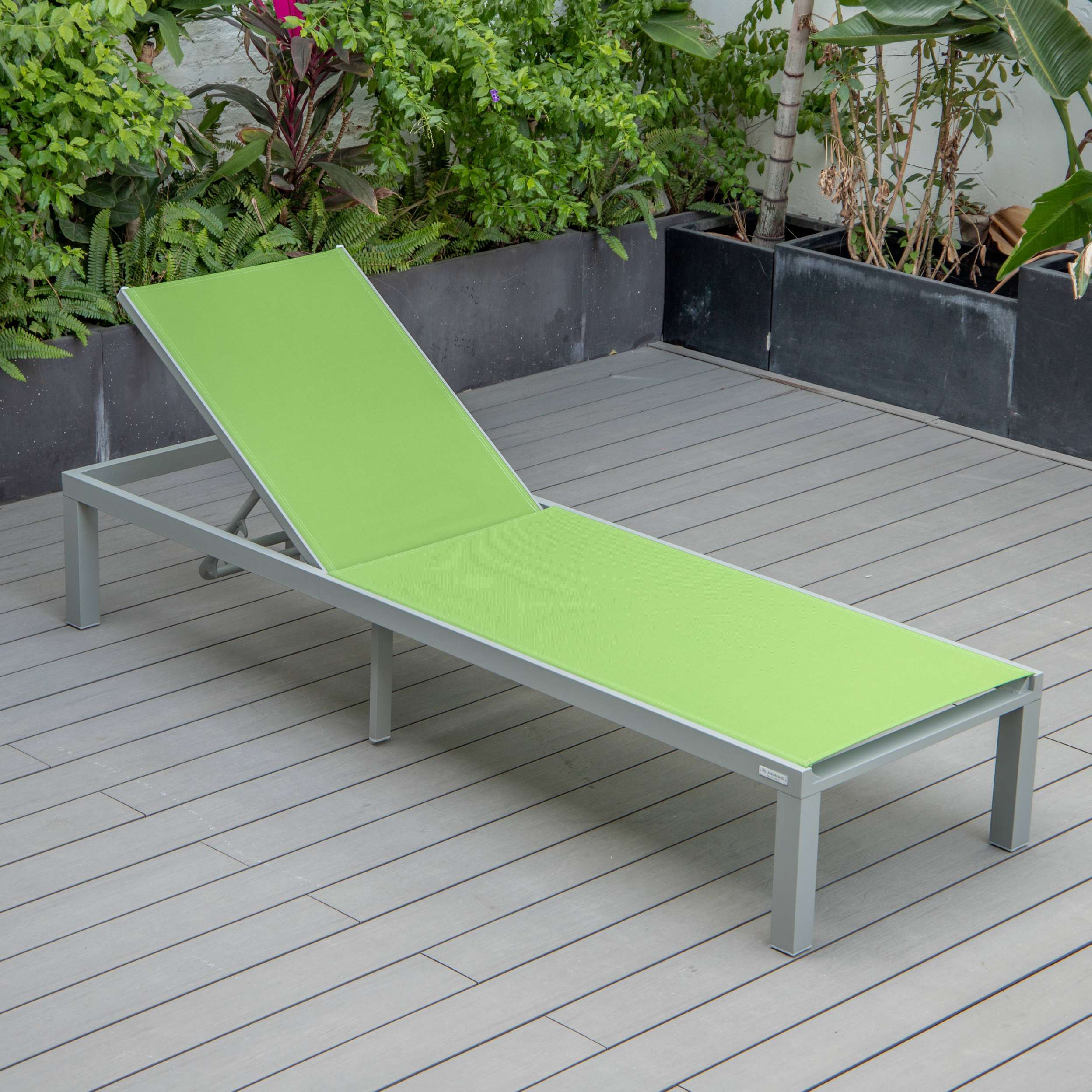 LeisureMod Marlin Patio Chaise Lounge Chair With Grey Aluminum Frame, Set of 2 - Image 75