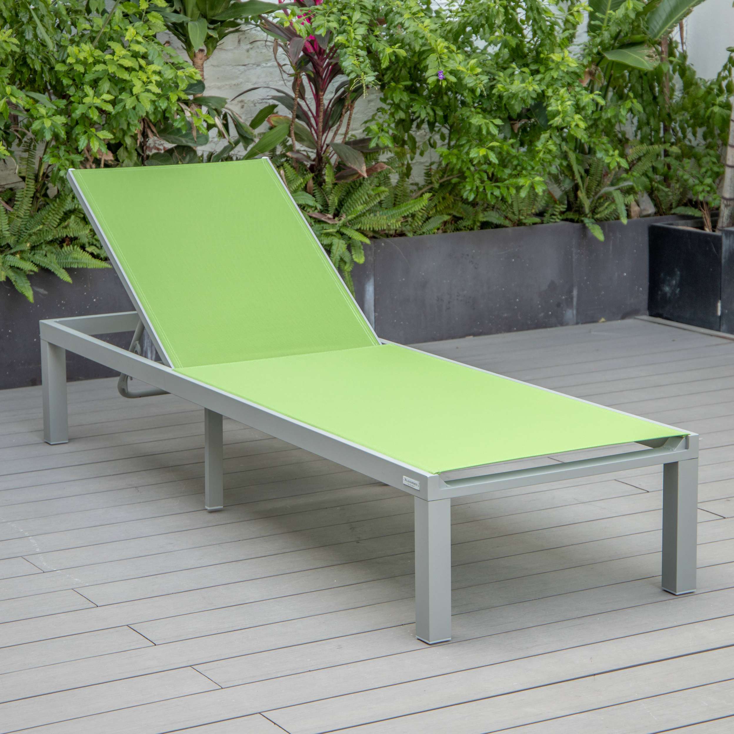 LeisureMod Marlin Patio Chaise Lounge Chair With Grey Aluminum Frame, Set of 2 - Image 76