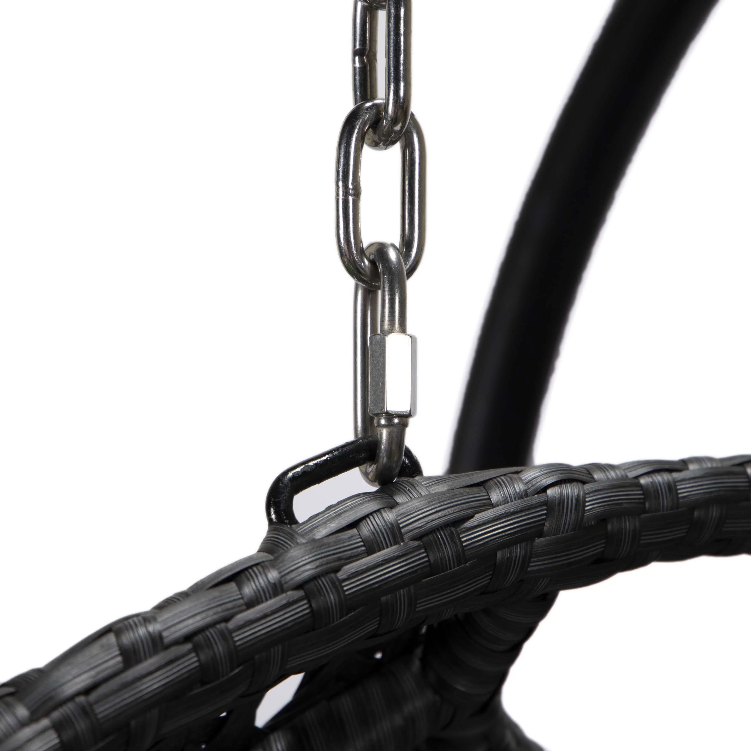 LeisureMod Mendoza Charcoal Wicker Hanging 2 person Egg Swing Chair - Image 18