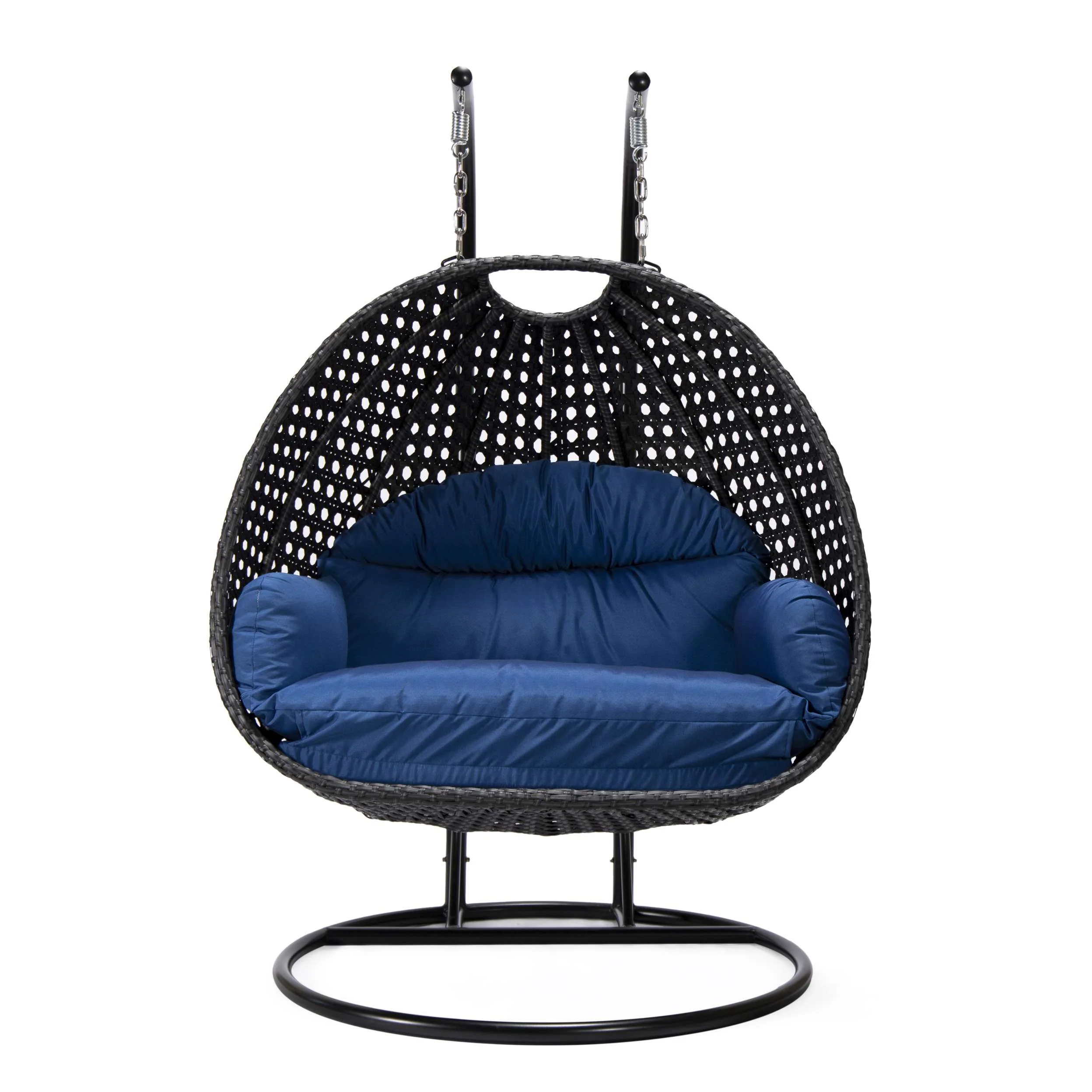 LeisureMod Mendoza Charcoal Wicker Hanging 2 person Egg Swing Chair - Image 38