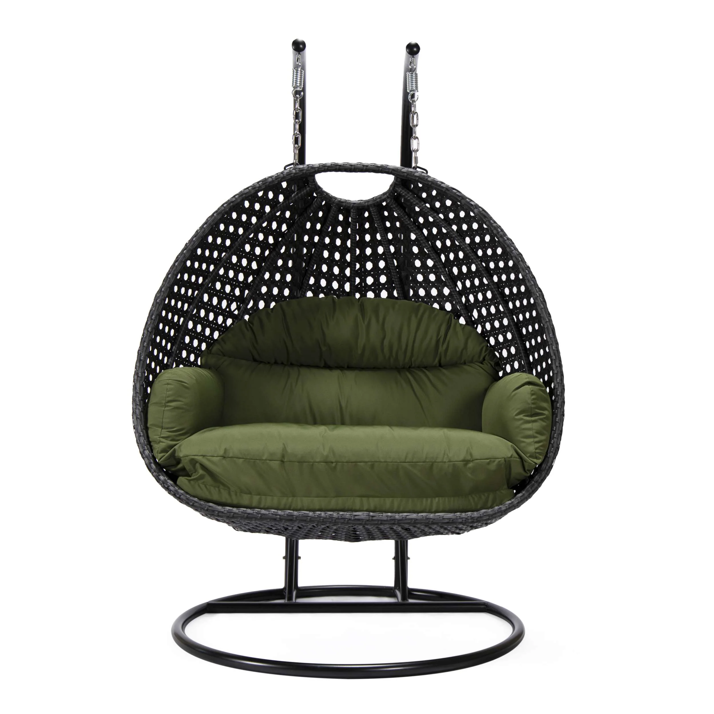 LeisureMod Mendoza Charcoal Wicker Hanging 2 person Egg Swing Chair - Image 57