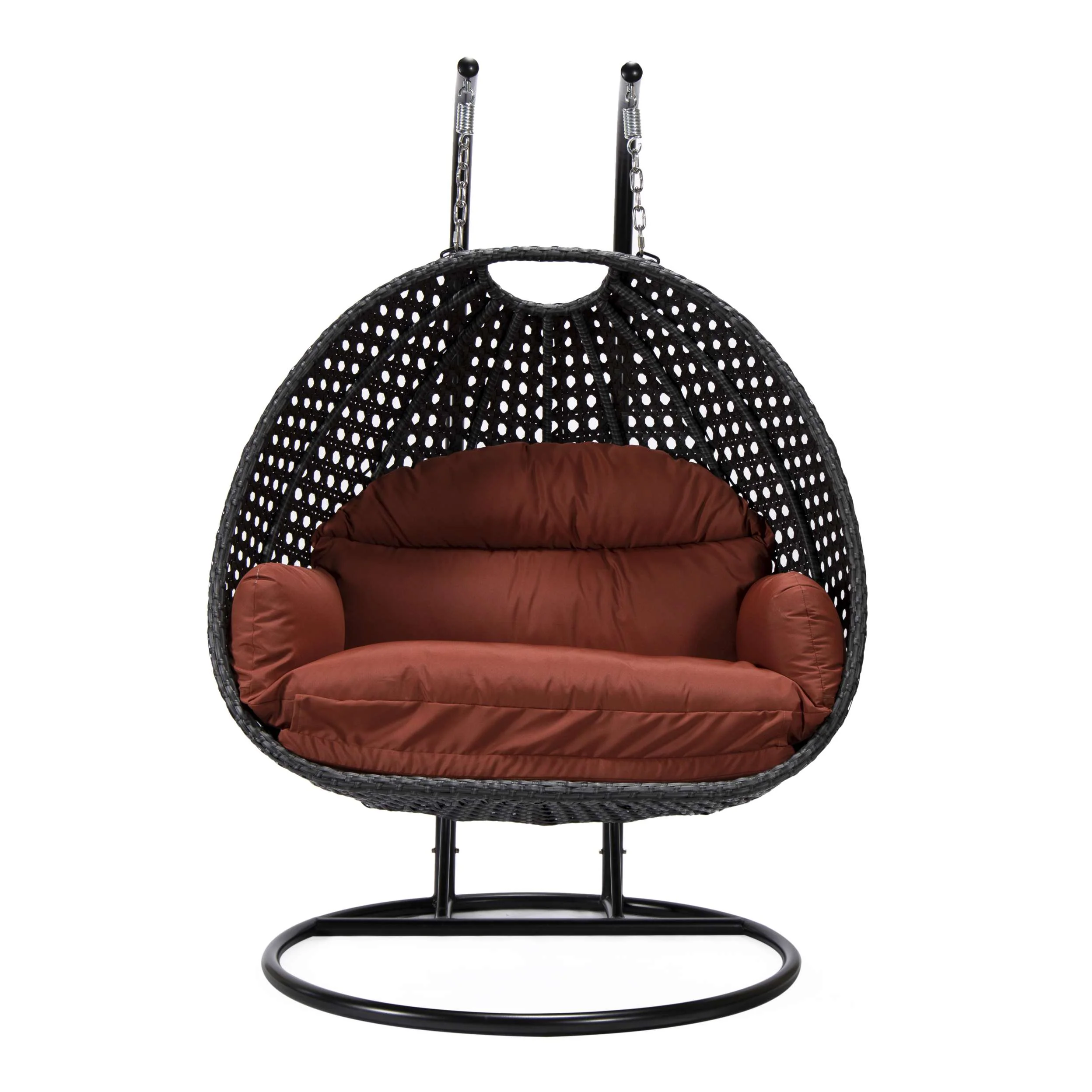 LeisureMod Mendoza Charcoal Wicker Hanging 2 person Egg Swing Chair - Image 77