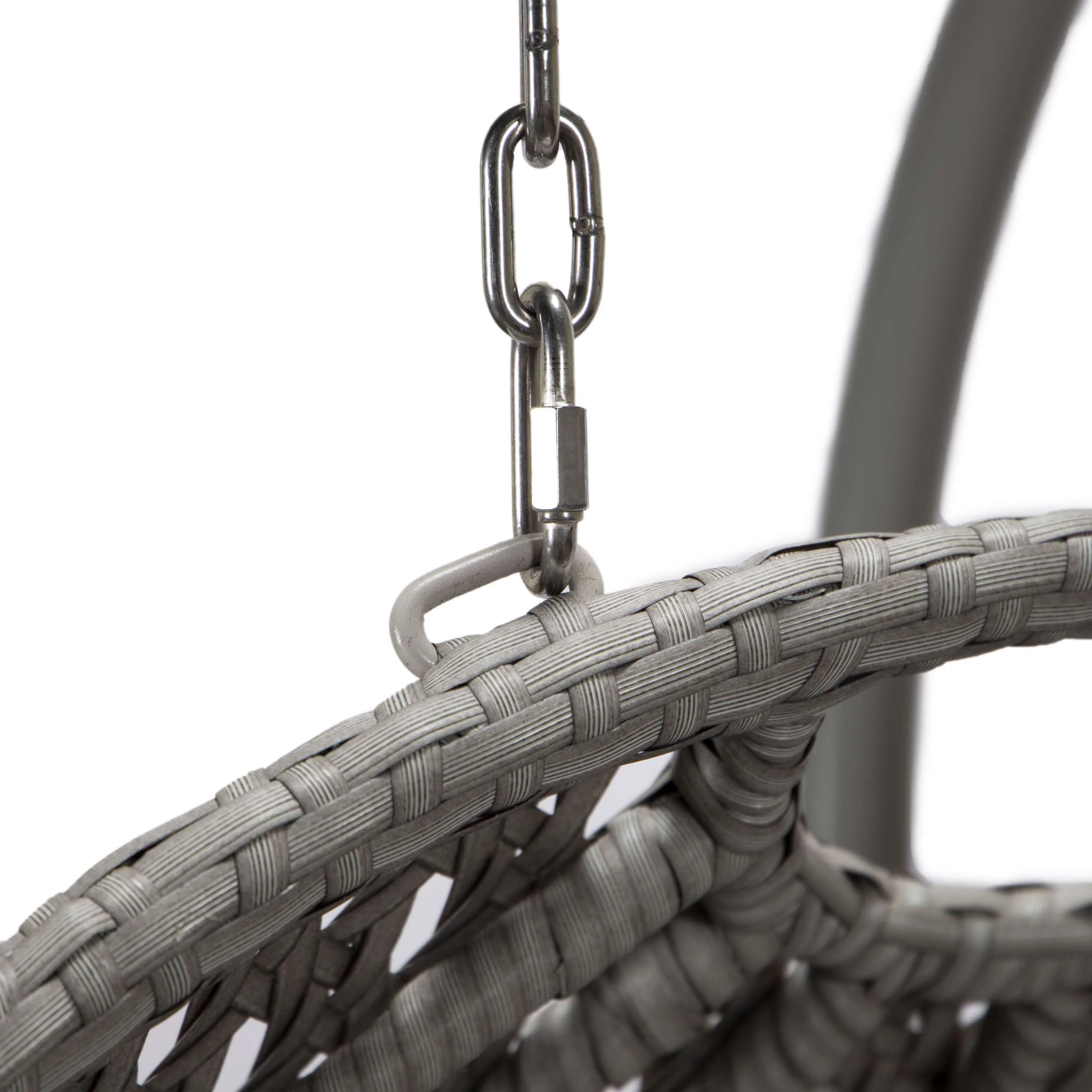 LeisureMod Mendoza Light Grey Wicker Hanging 2 person Egg Swing Chair - Image 47
