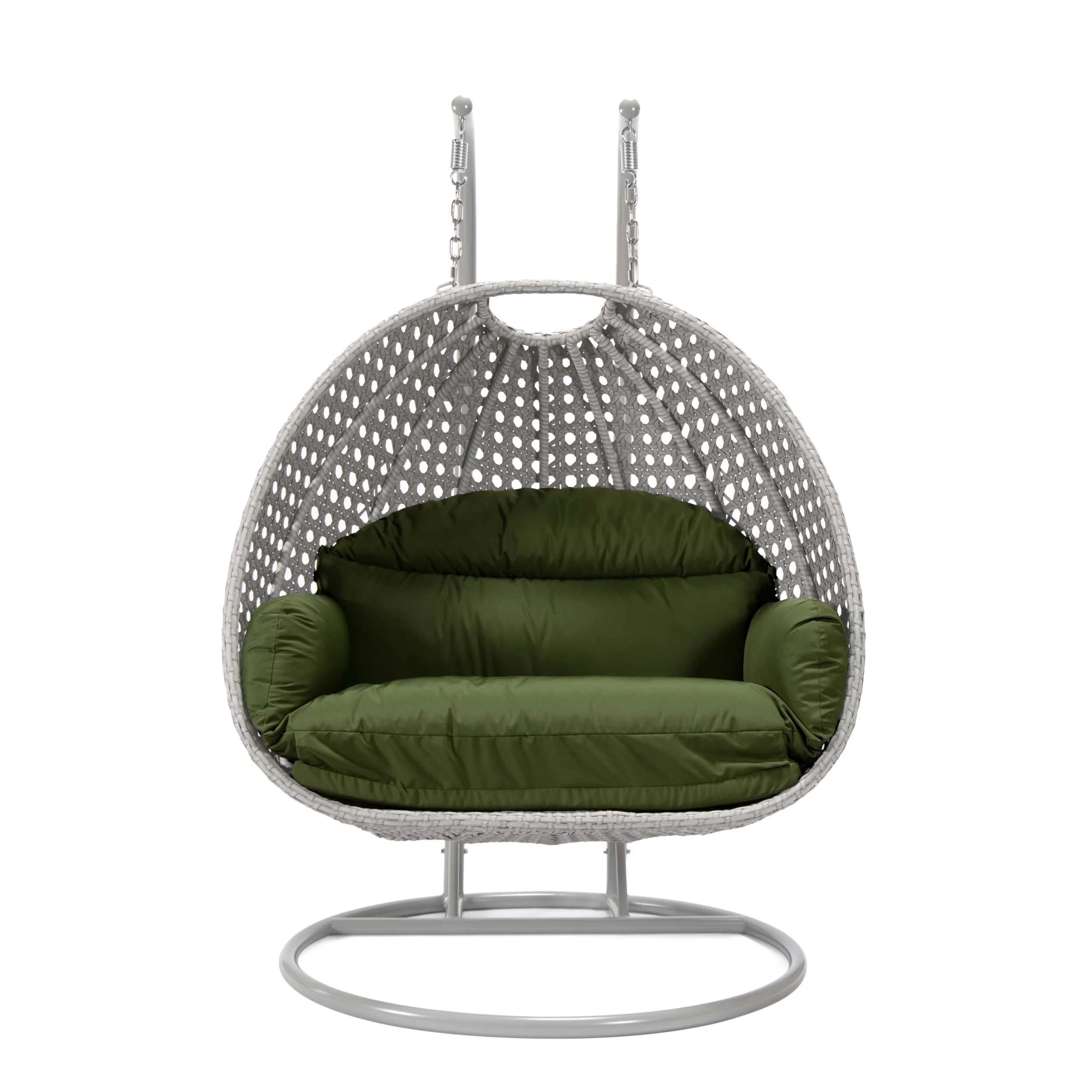 LeisureMod Mendoza Light Grey Wicker Hanging 2 person Egg Swing Chair - Image 52