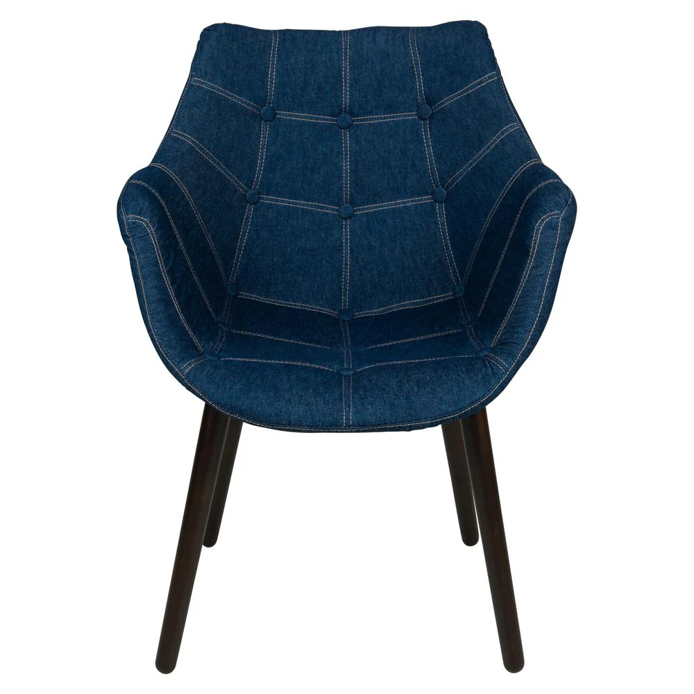LeisureMod Milburn Tufted Denim Lounge Chair, Set of 2 - Image 3