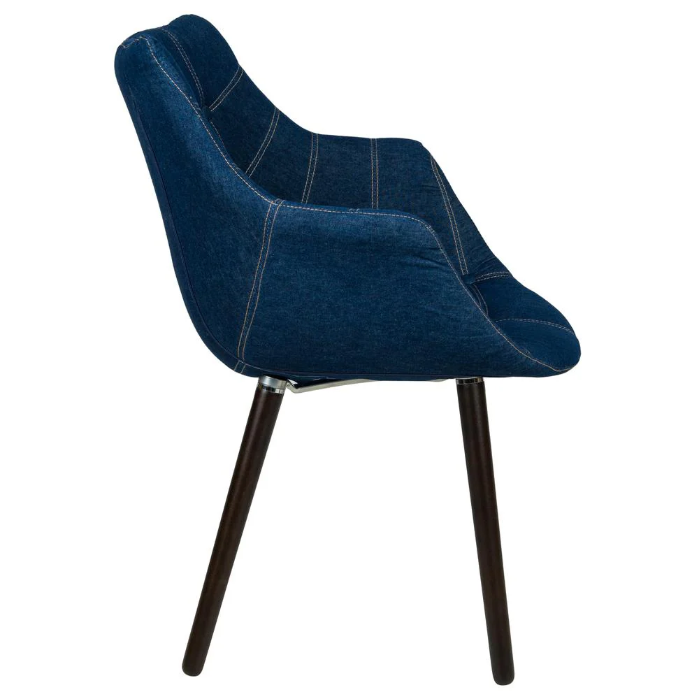 LeisureMod Milburn Tufted Denim Lounge Chair, Set of 2 - Image 4