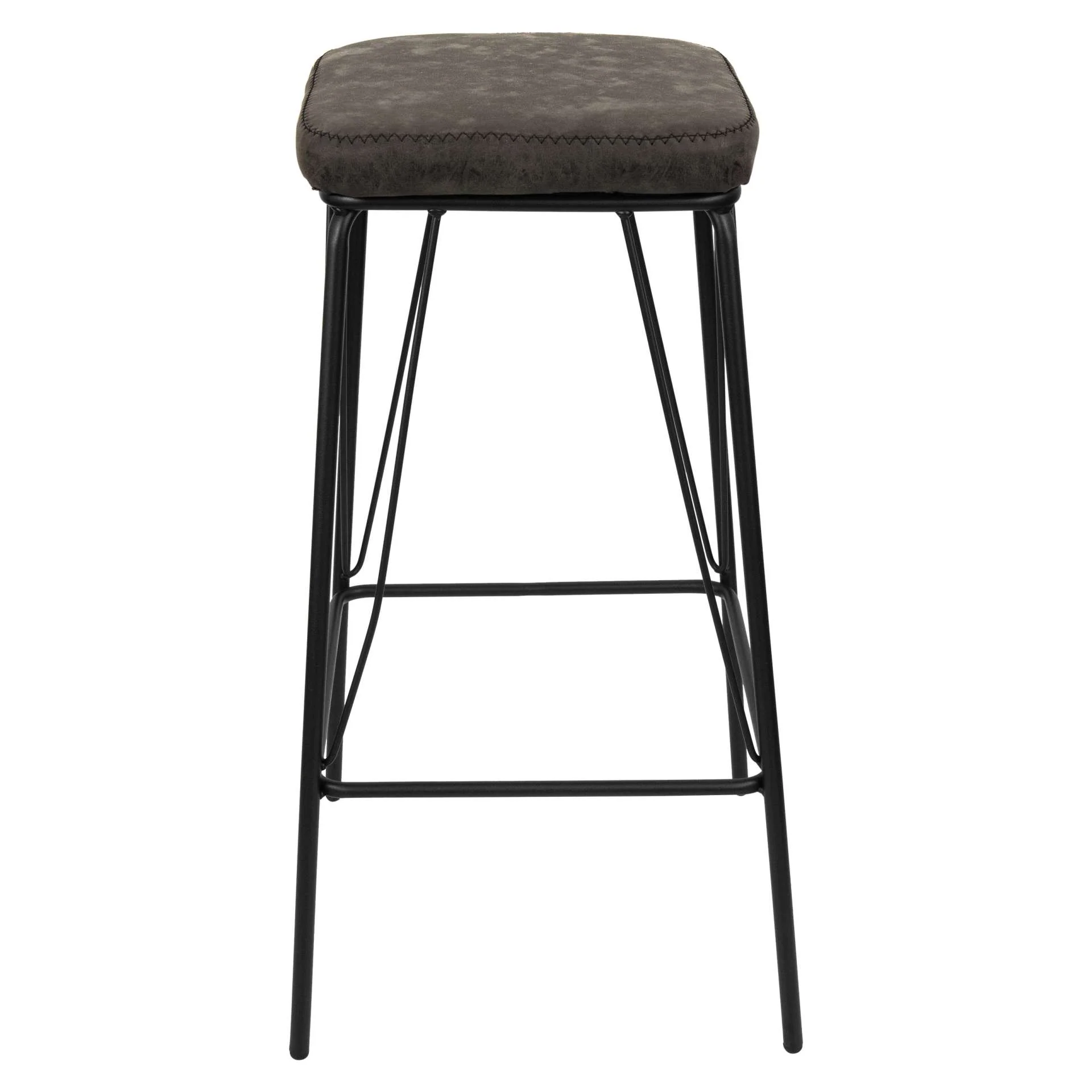 LeisureMod Millard Leather Bar Stool With Metal Frame - MS36GR - Image 3