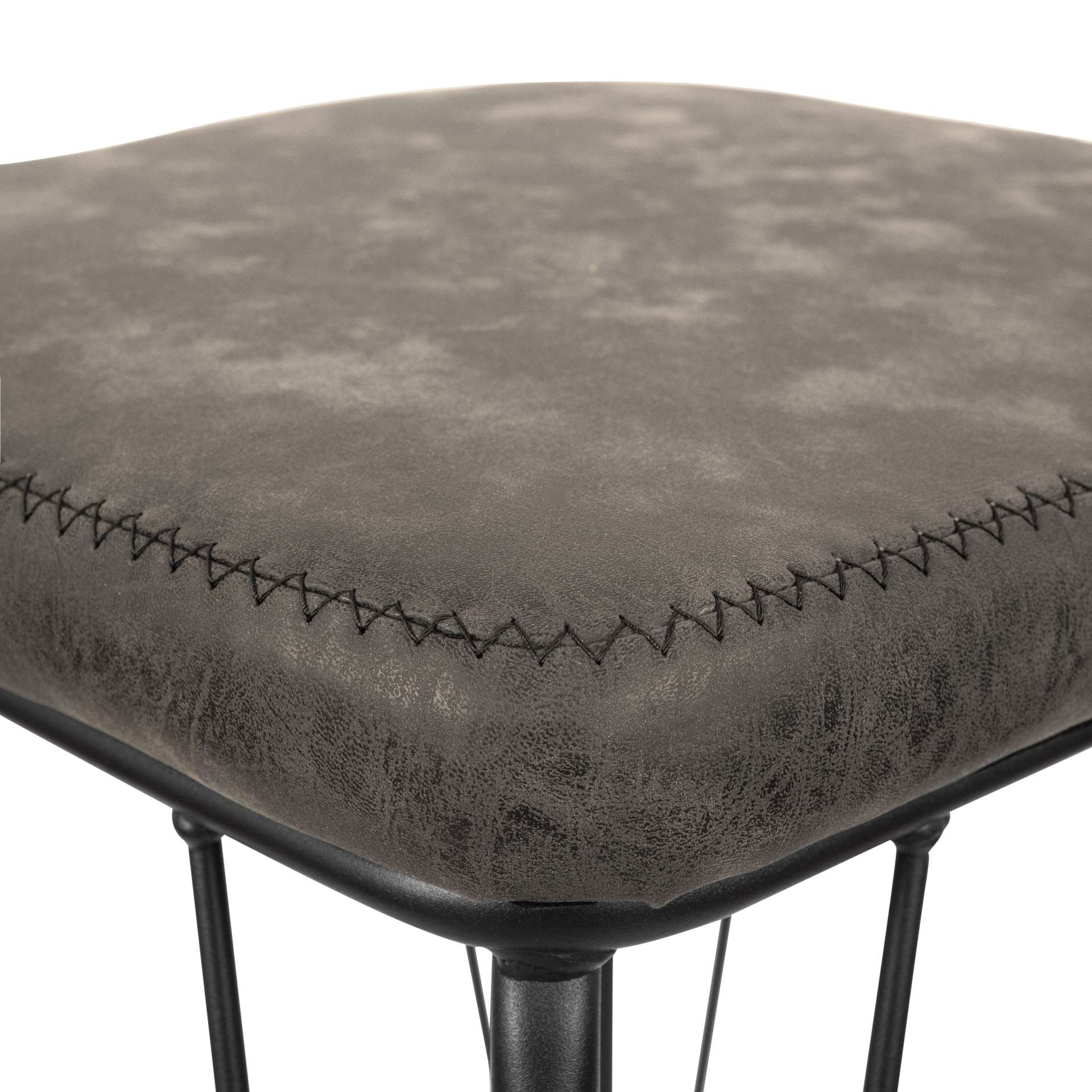 LeisureMod Millard Leather Bar Stool With Metal Frame - MS36GR - Image 4