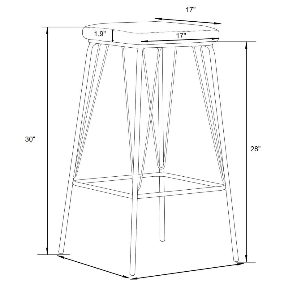 LeisureMod Millard Leather Bar Stool With Metal Frame - MS36GR - Image 6