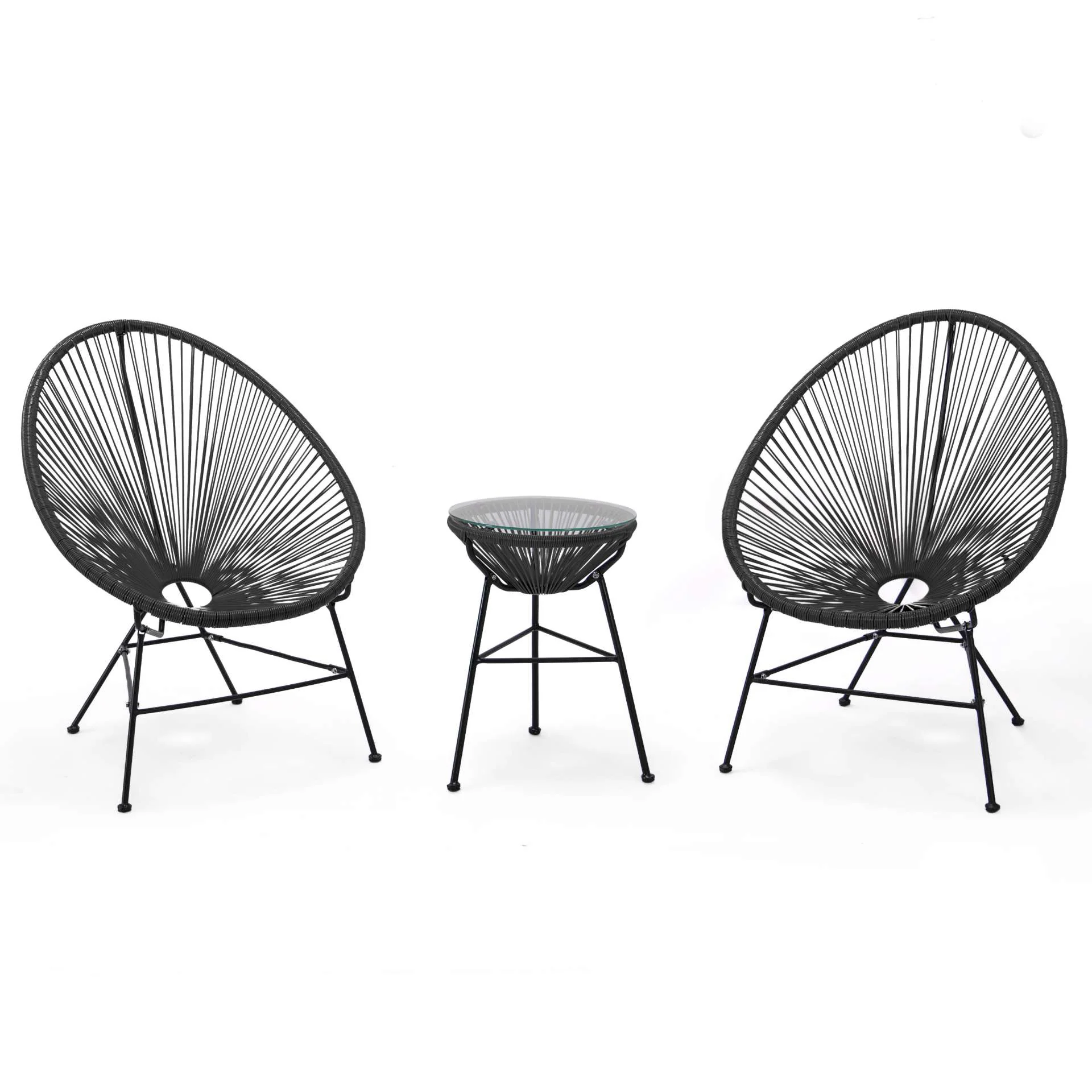 LeisureMod Montara 3 Piece Outdoor Lounge Patio Chair With Glass Top Table - Image 16