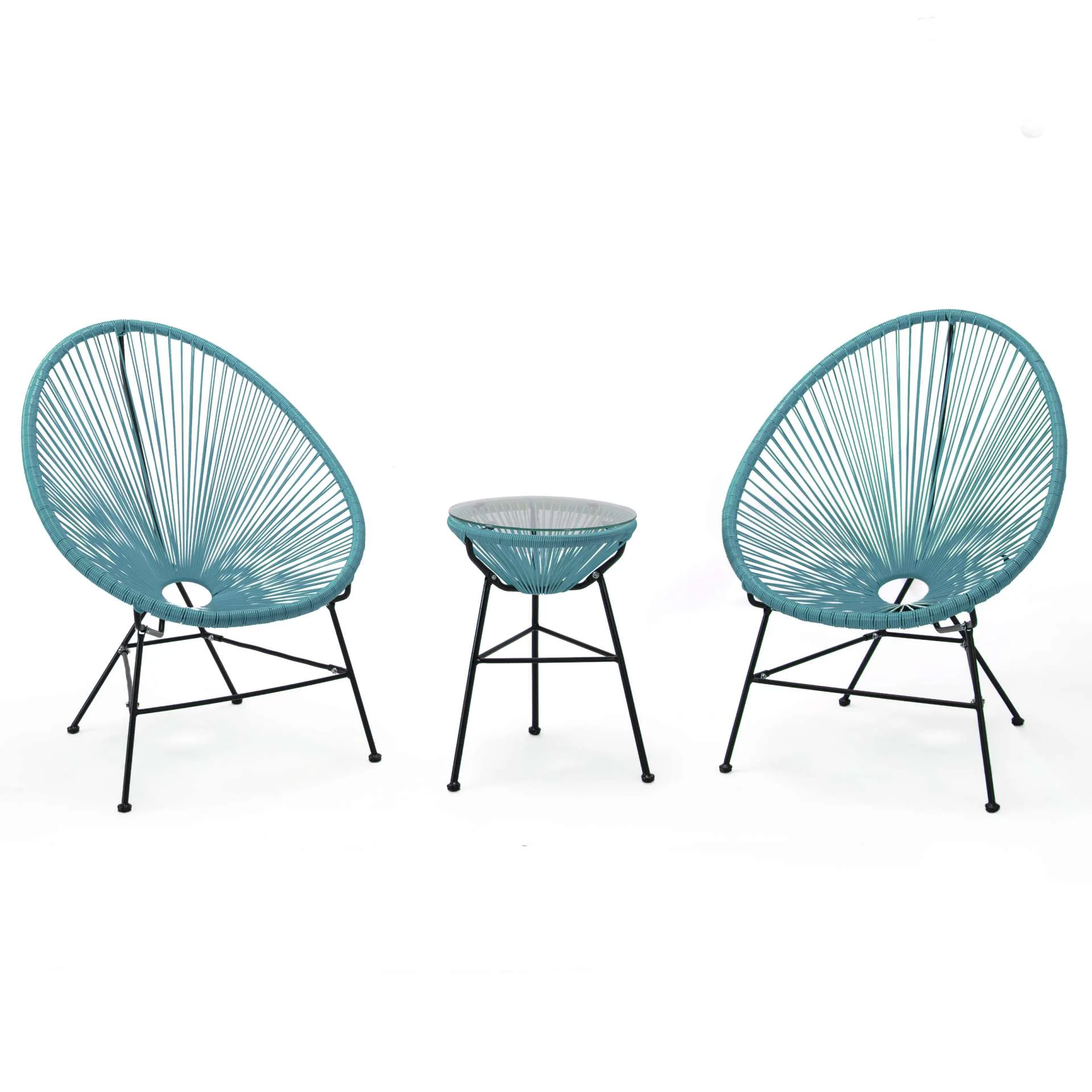LeisureMod Montara 3 Piece Outdoor Lounge Patio Chair With Glass Top Table - Image 18