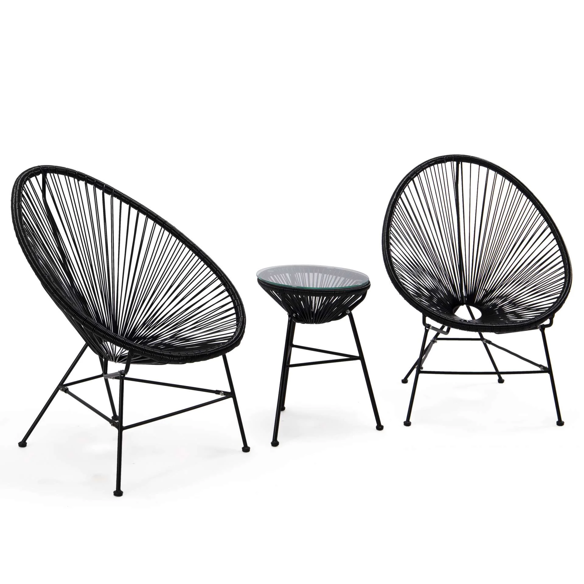 LeisureMod Montara 3 Piece Outdoor Lounge Patio Chair With Glass Top Table - Image 2