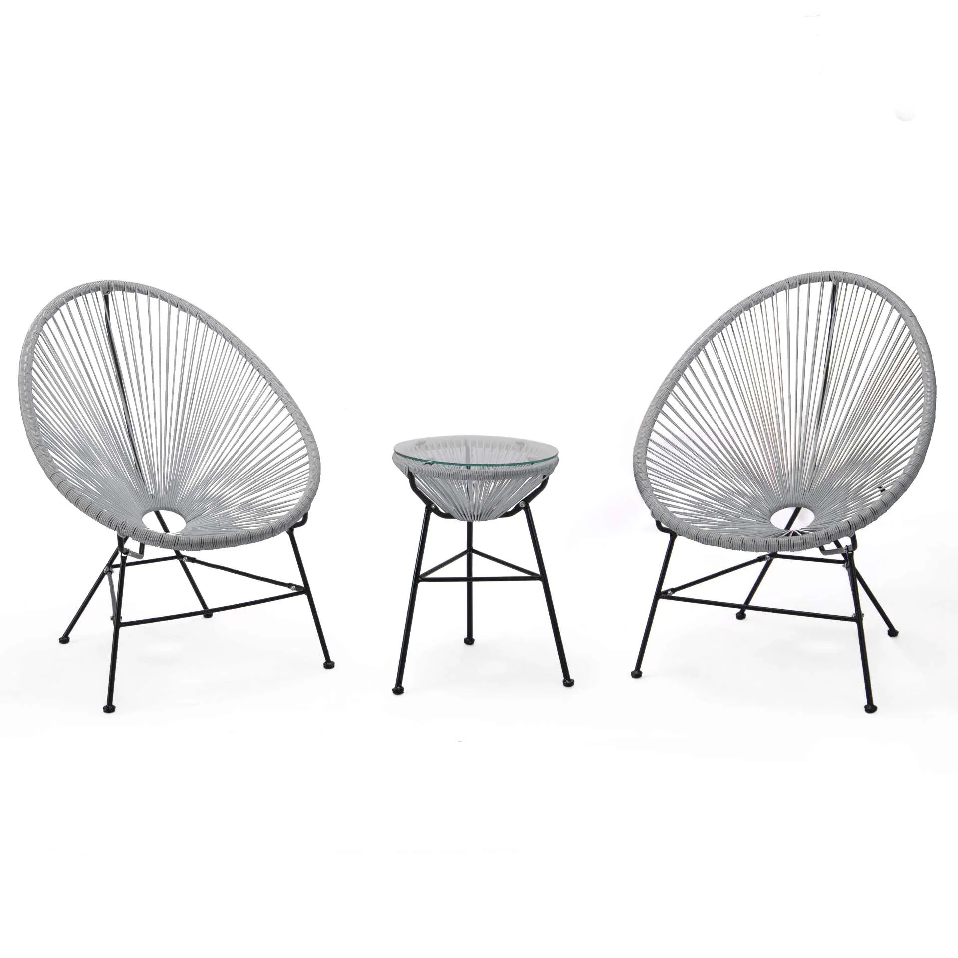 LeisureMod Montara 3 Piece Outdoor Lounge Patio Chair With Glass Top Table - Image 34