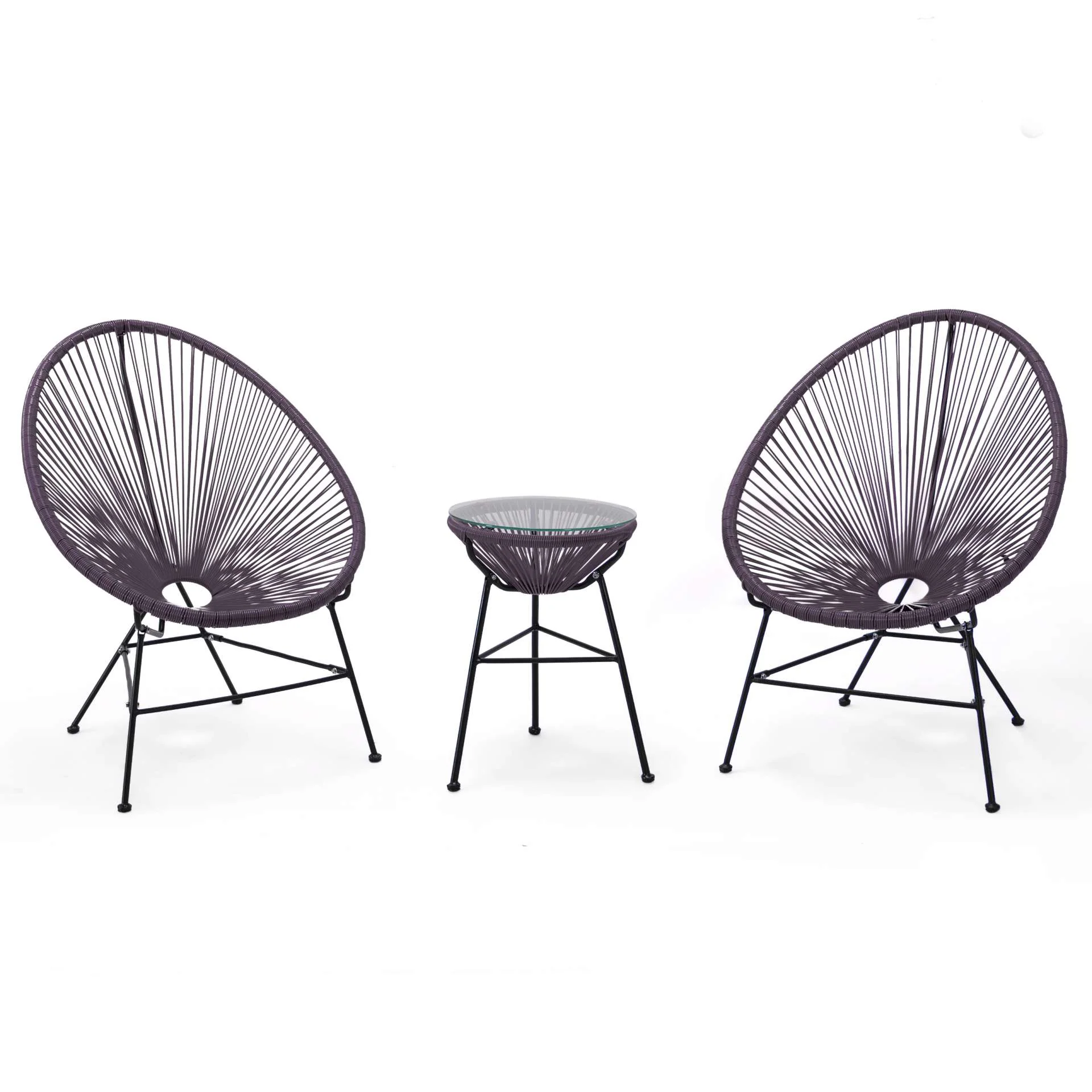 LeisureMod Montara 3 Piece Outdoor Lounge Patio Chair With Glass Top Table - Image 46