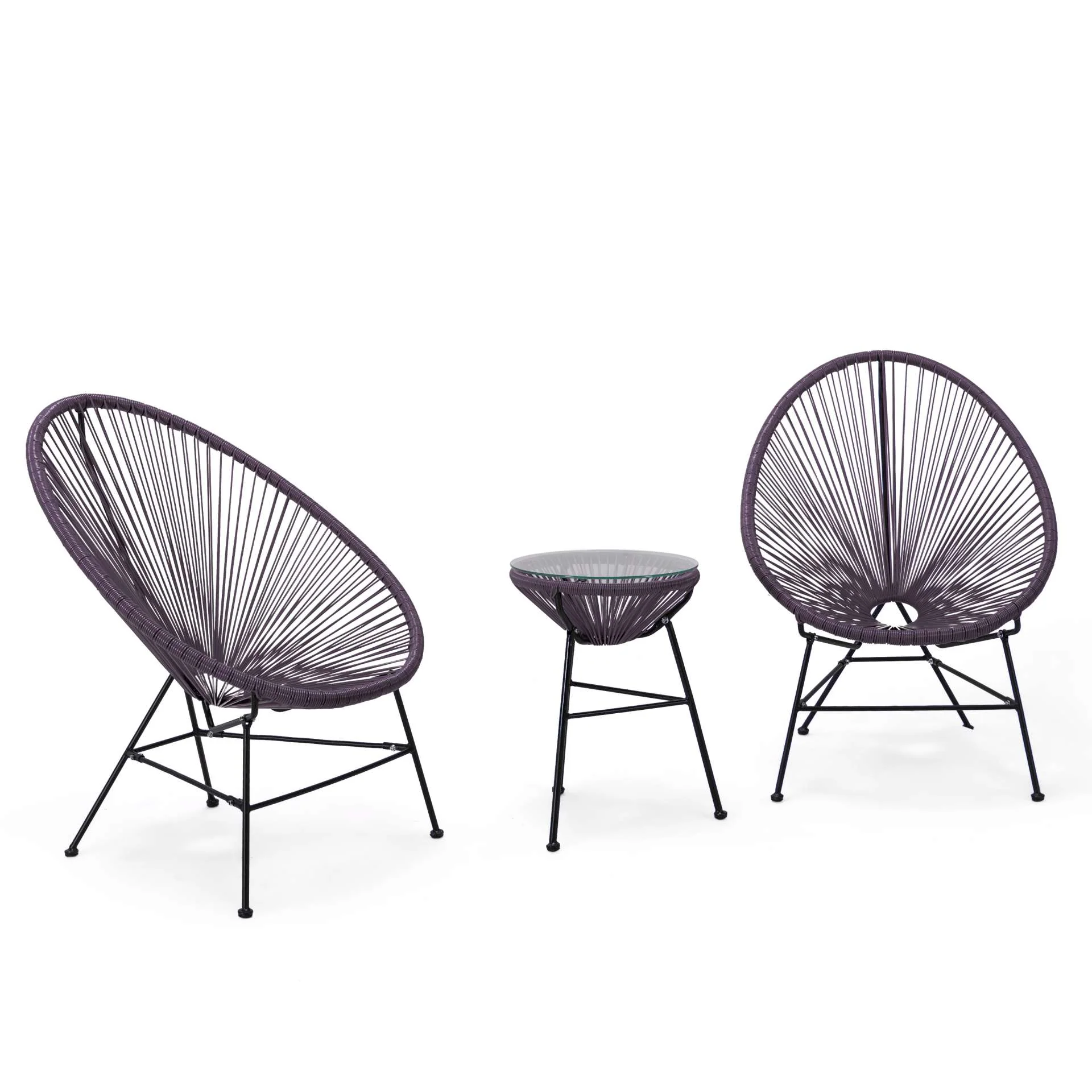 LeisureMod Montara 3 Piece Outdoor Lounge Patio Chair With Glass Top Table - Image 60