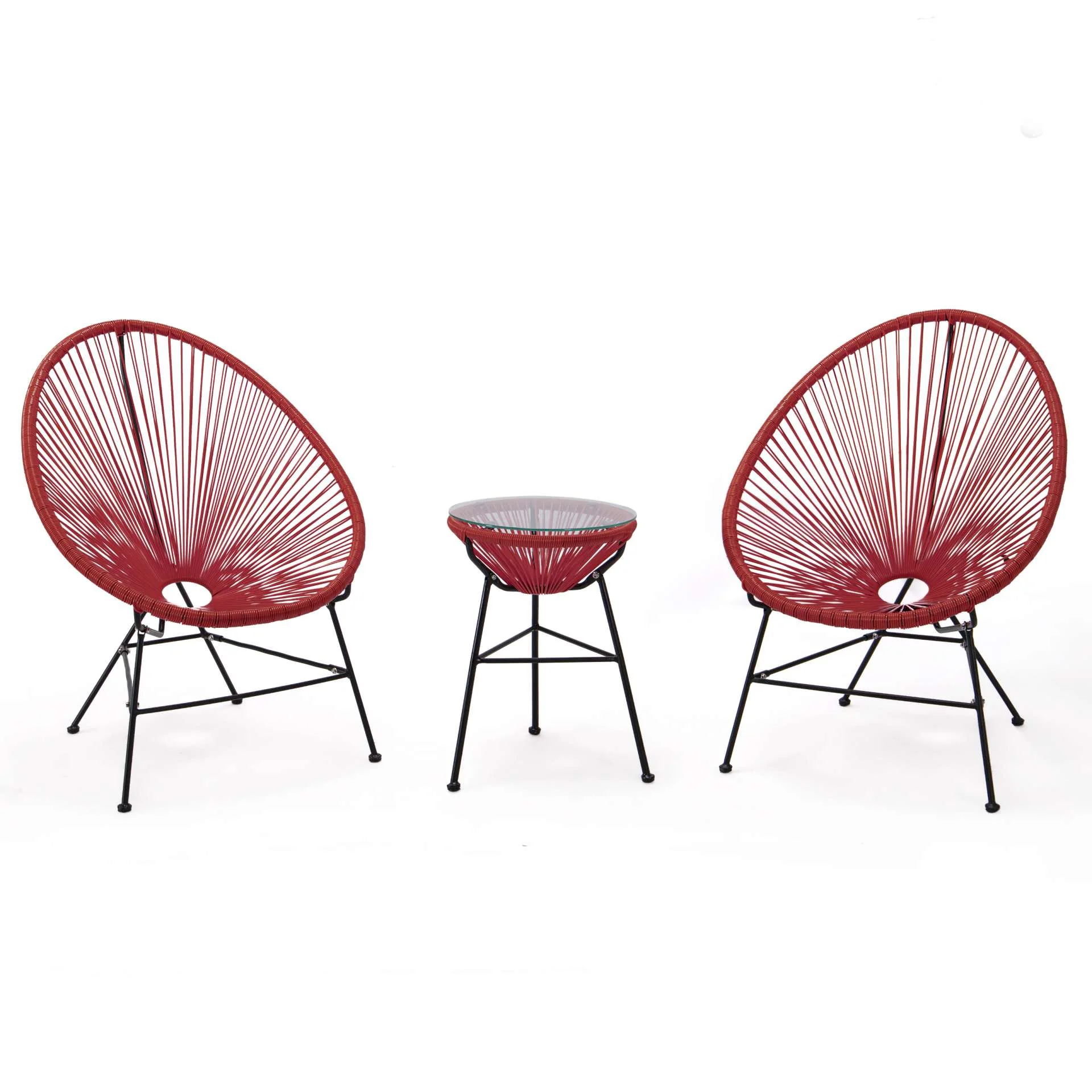 LeisureMod Montara 3 Piece Outdoor Lounge Patio Chair With Glass Top Table - Image 62
