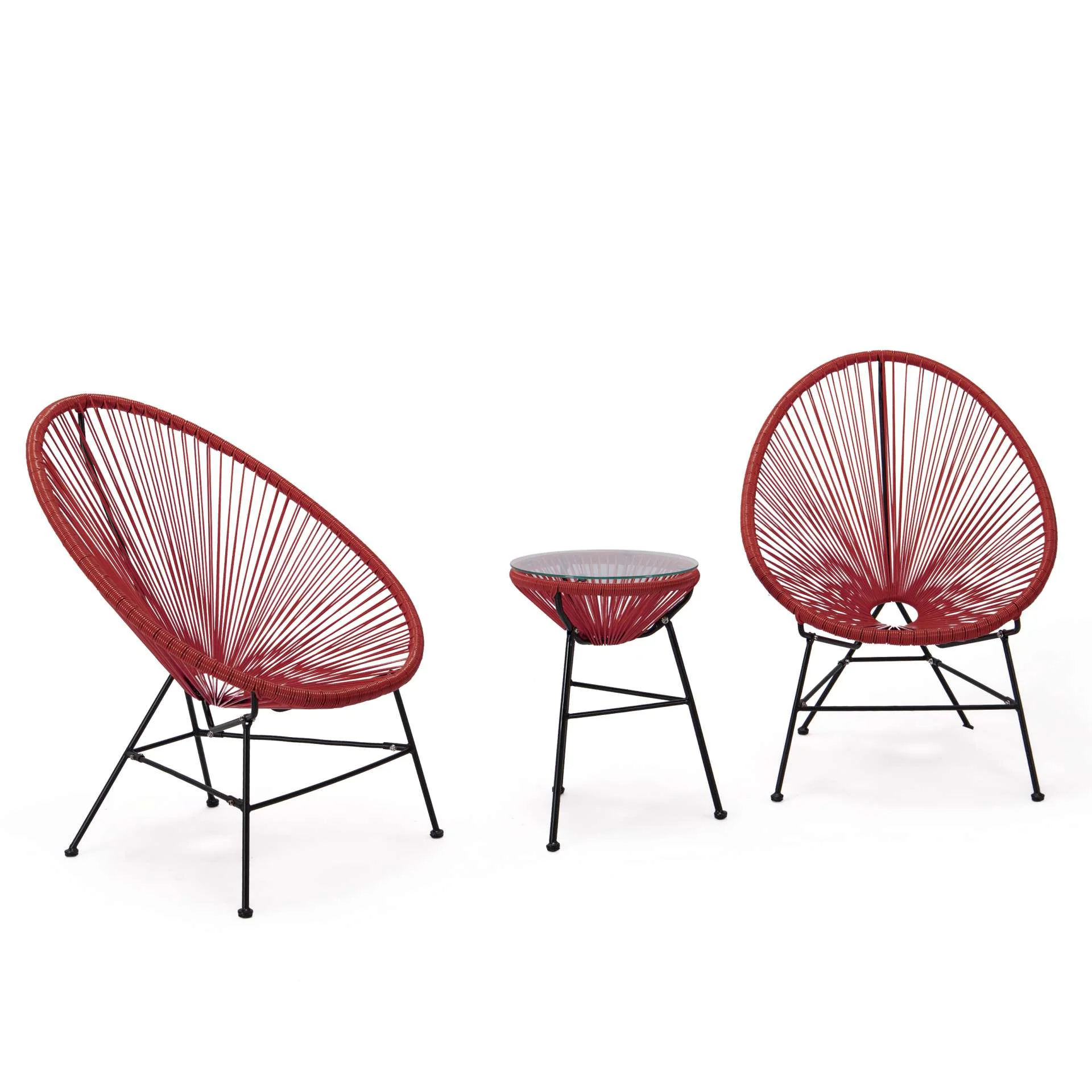 LeisureMod Montara 3 Piece Outdoor Lounge Patio Chair With Glass Top Table - Image 76