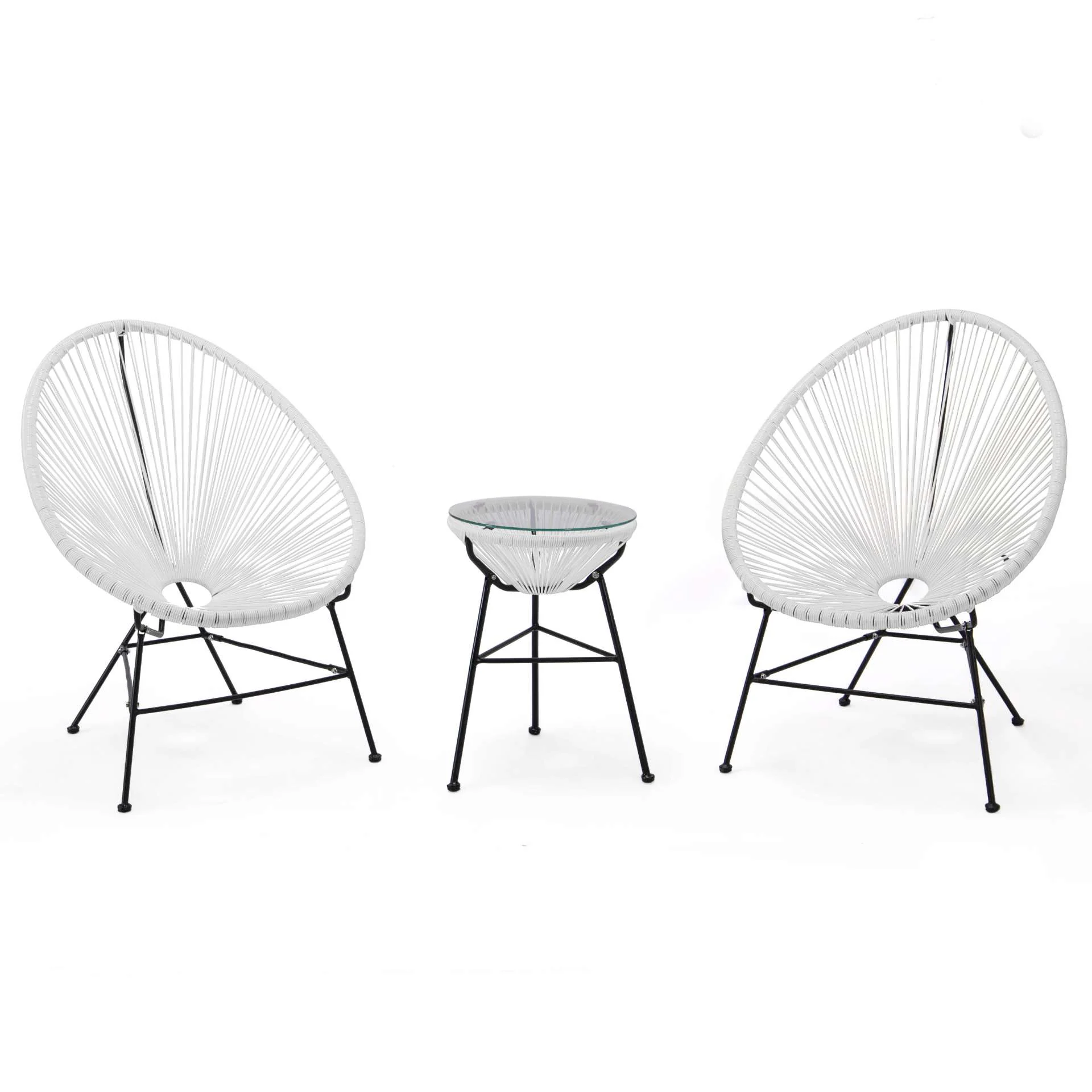 LeisureMod Montara 3 Piece Outdoor Lounge Patio Chair With Glass Top Table - Image 78
