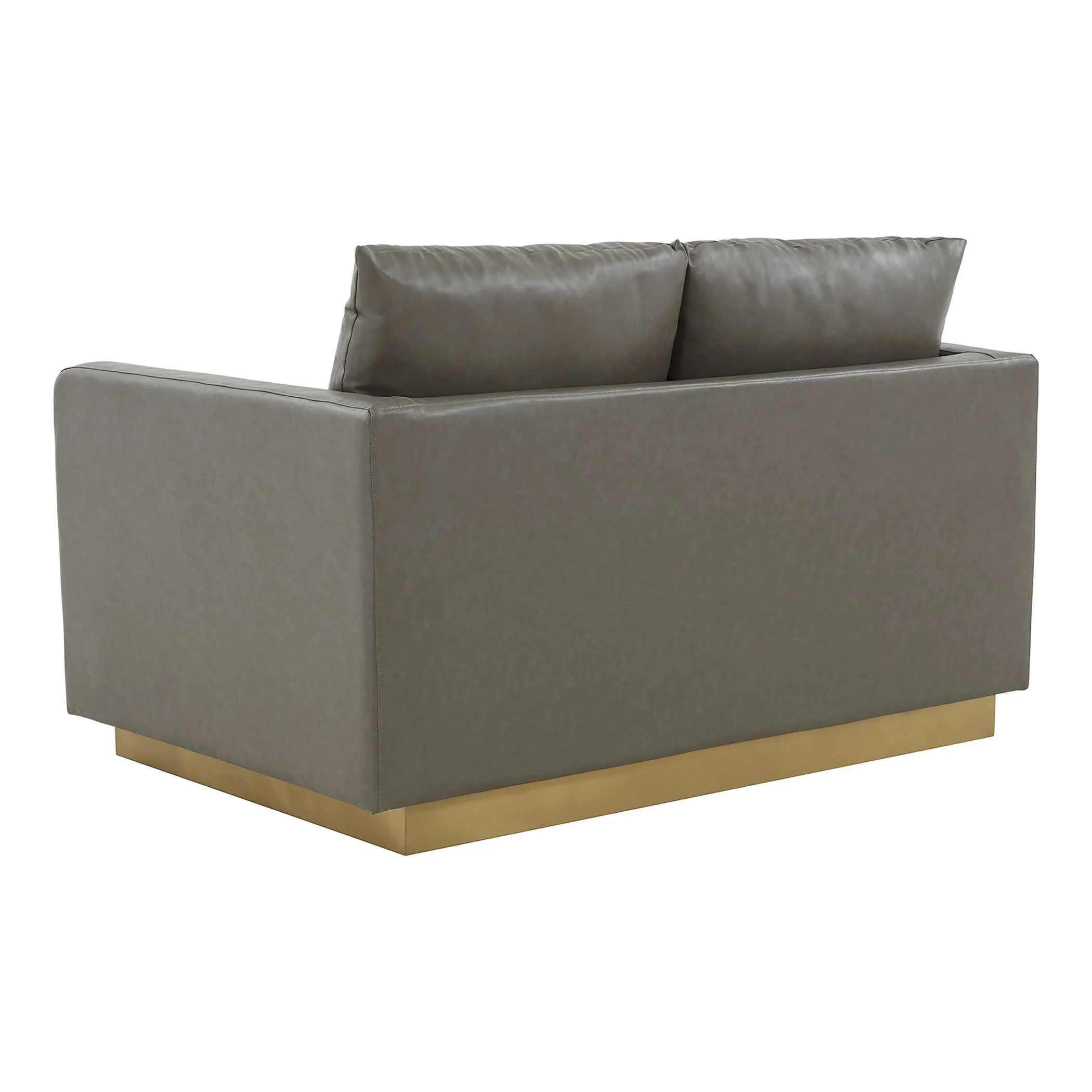 LeisureMod Nervo Modern Mid-Century Upholstered Leather Loveseat with Gold Frame - Image 21