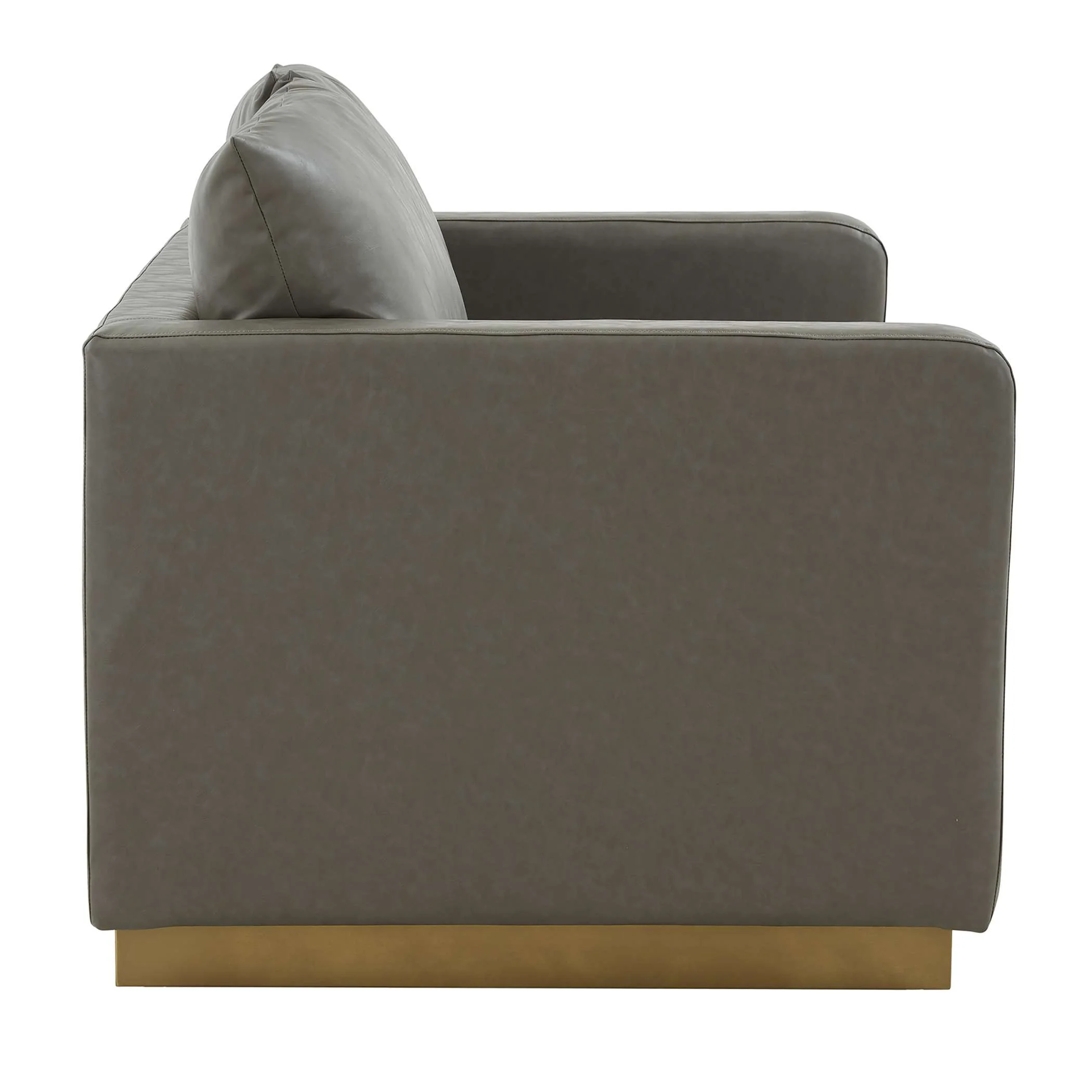 LeisureMod Nervo Modern Mid-Century Upholstered Leather Loveseat with Gold Frame - Image 22