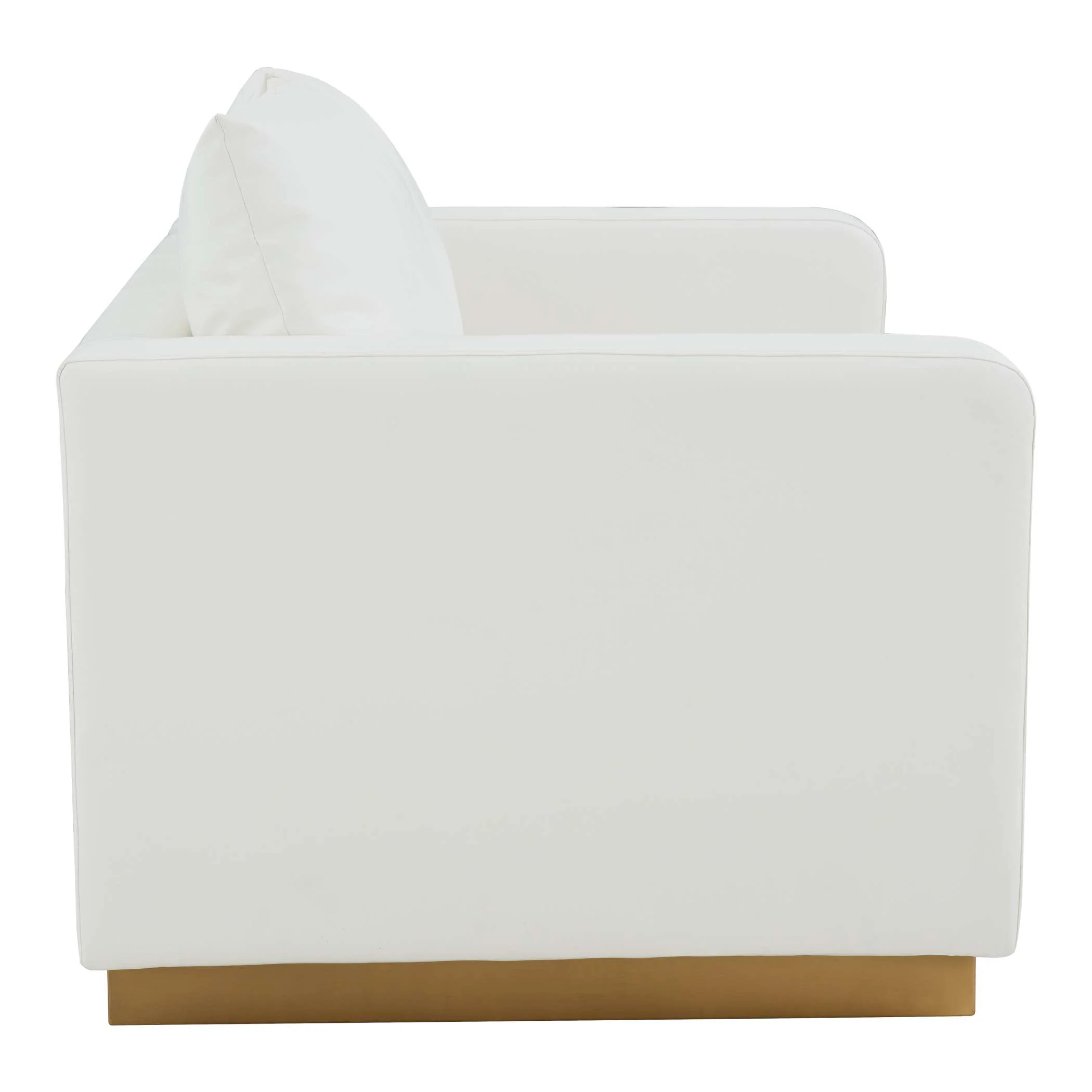 LeisureMod Nervo Modern Mid-Century Upholstered Leather Loveseat with Gold Frame - Image 28