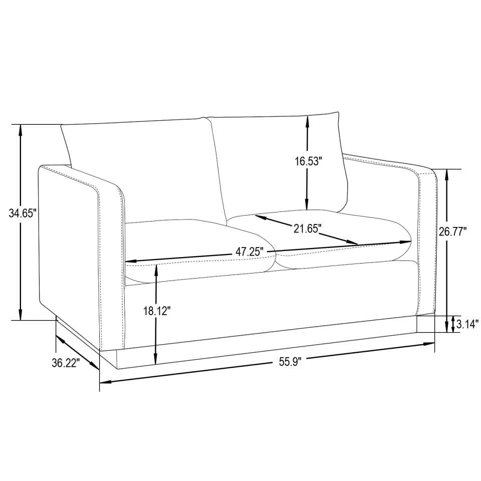 LeisureMod Nervo Modern Mid-Century Upholstered Leather Loveseat with Gold Frame - Image 7