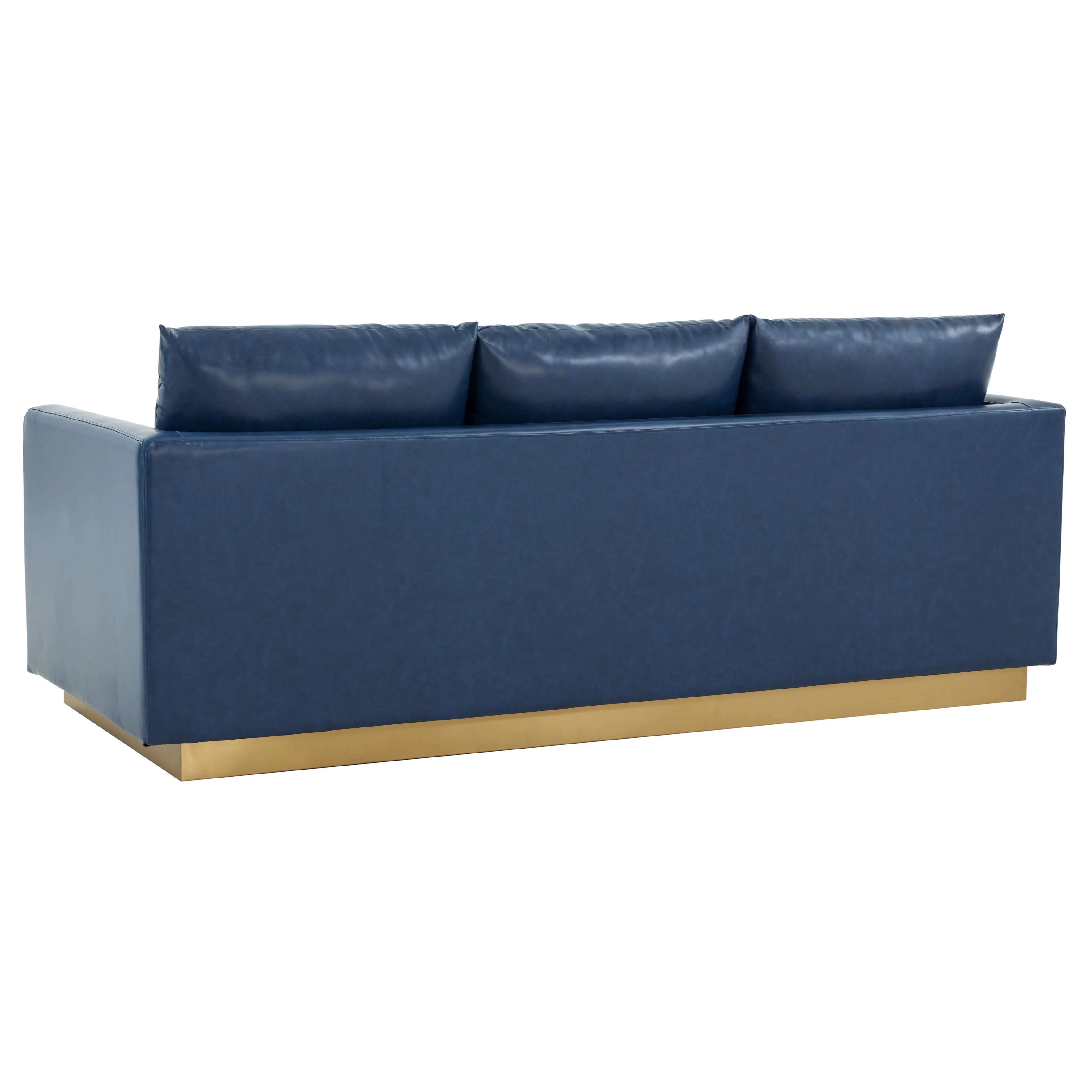 LeisureMod Nervo Modern Mid-Century Upholstered Leather Sofa with Gold Frame - Image 19