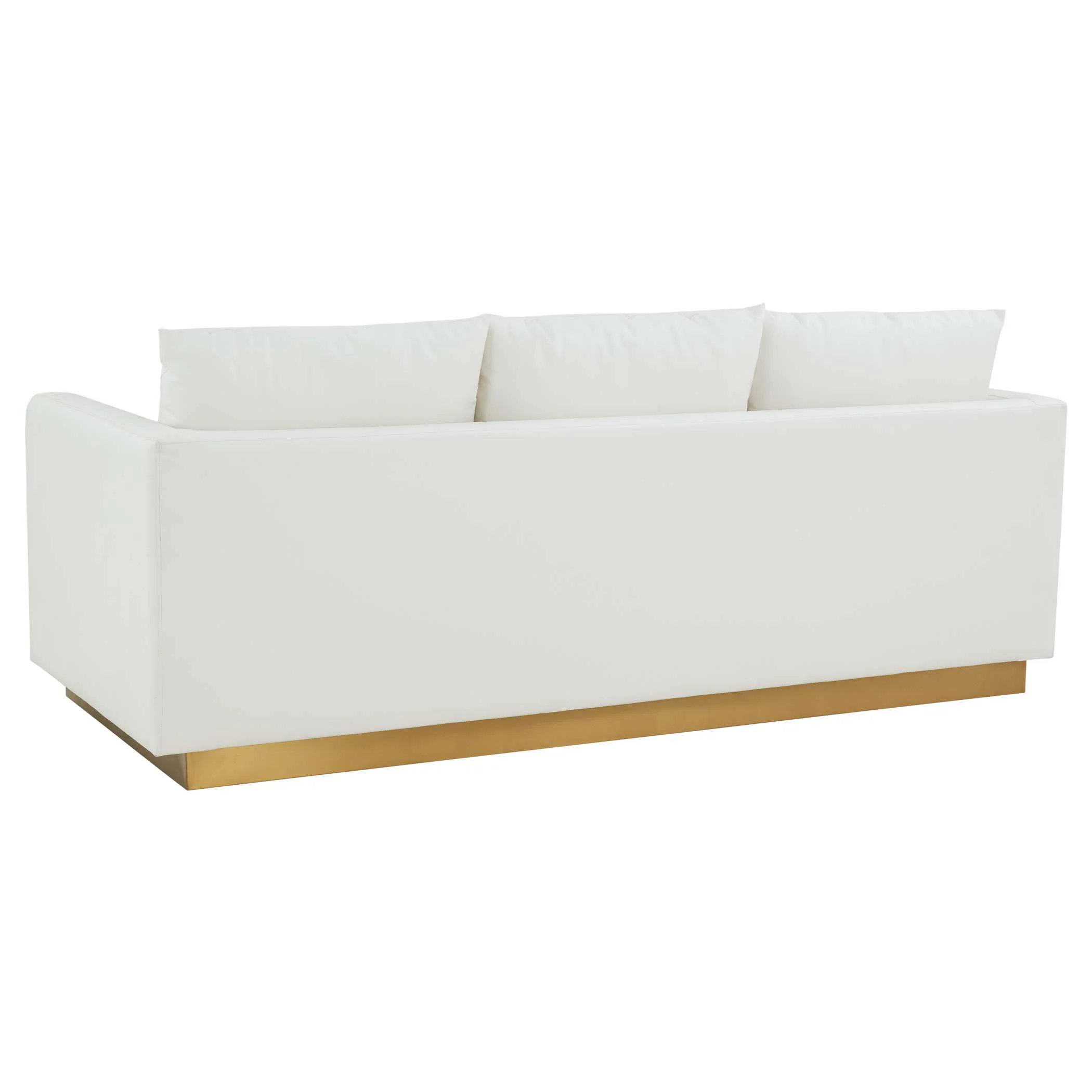 LeisureMod Nervo Modern Mid-Century Upholstered Leather Sofa with Gold Frame - Image 32