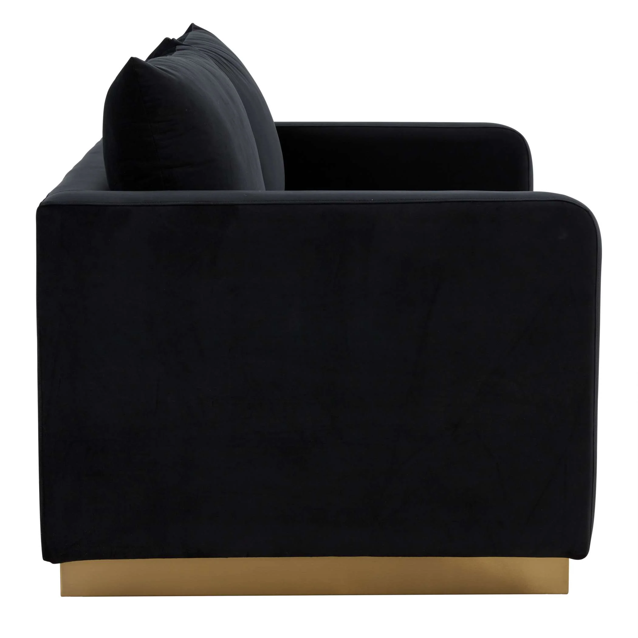 LeisureMod Nervo Modern Mid-Century Upholstered Velvet Loveseat with Gold Frame - Image 10