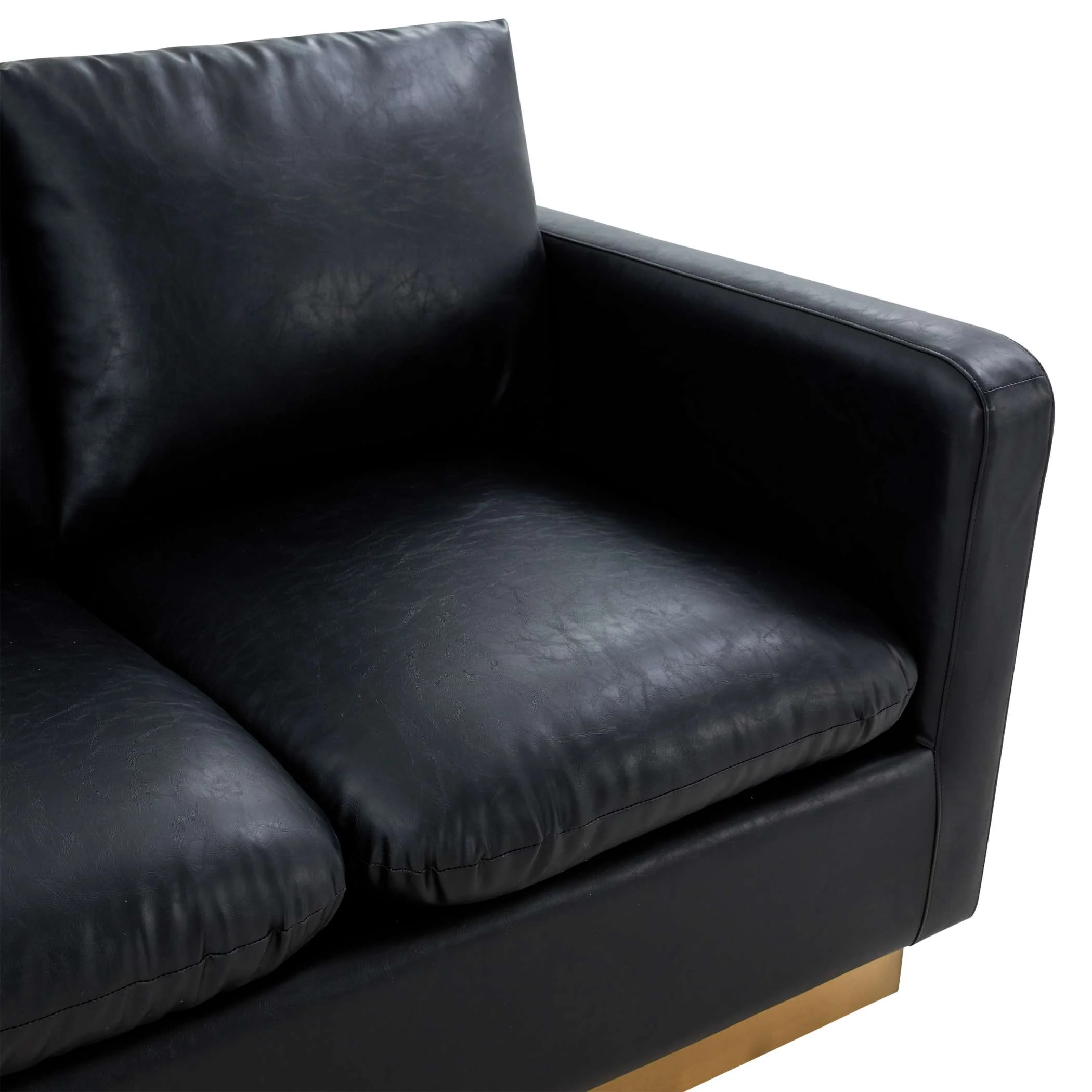 LeisureMod Nervo Modern Mid-Century Upholstered Velvet Loveseat with Gold Frame - Image 13