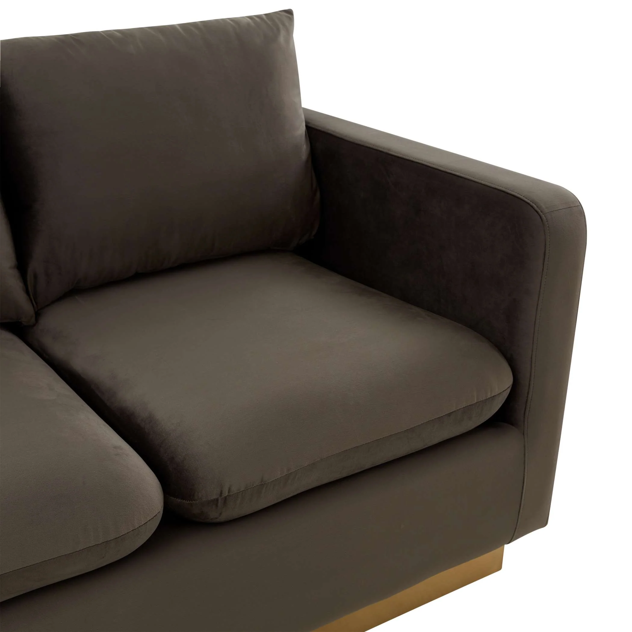 LeisureMod Nervo Modern Mid-Century Upholstered Velvet Loveseat with Gold Frame - Image 14