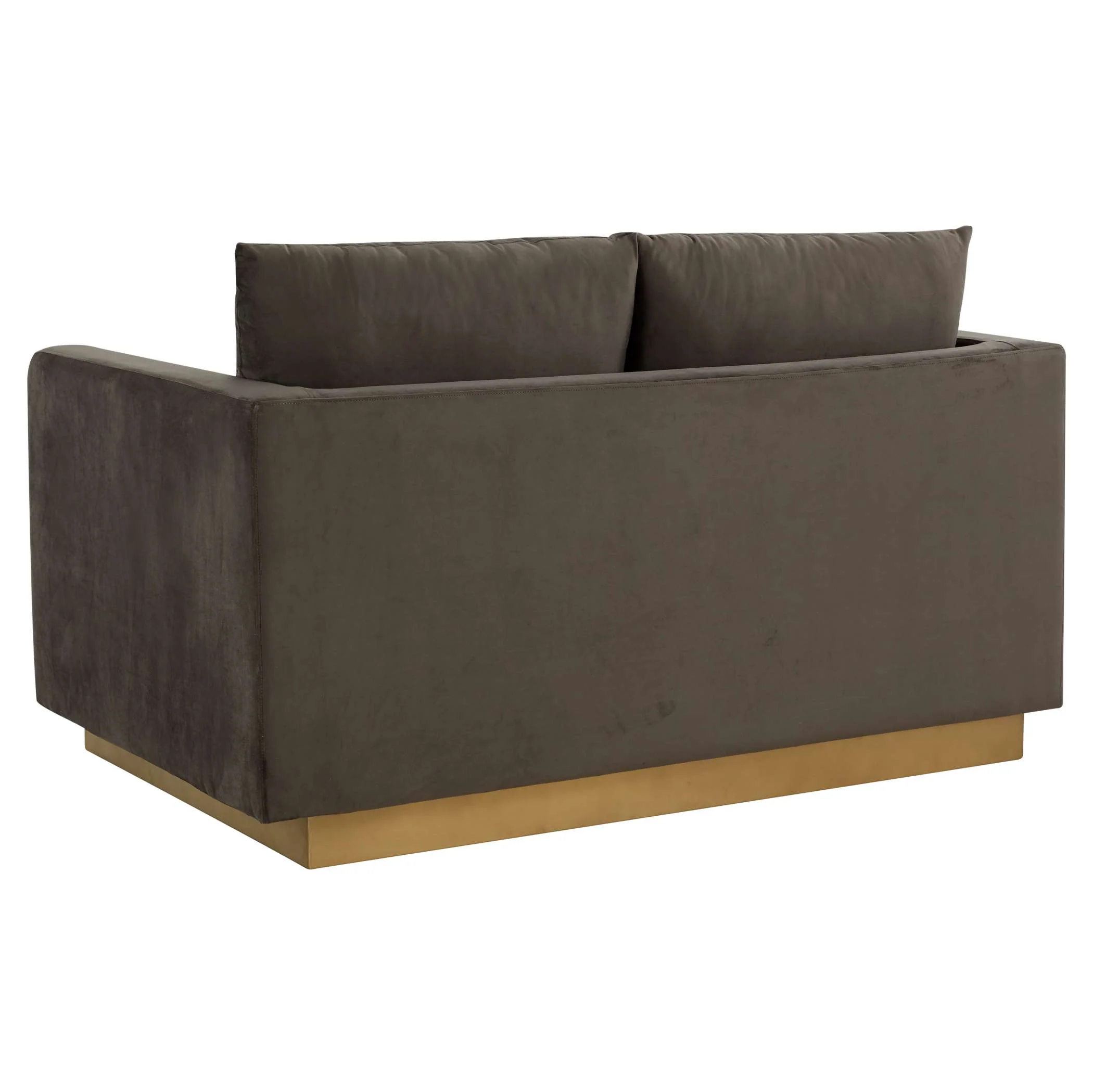 LeisureMod Nervo Modern Mid-Century Upholstered Velvet Loveseat with Gold Frame - Image 15