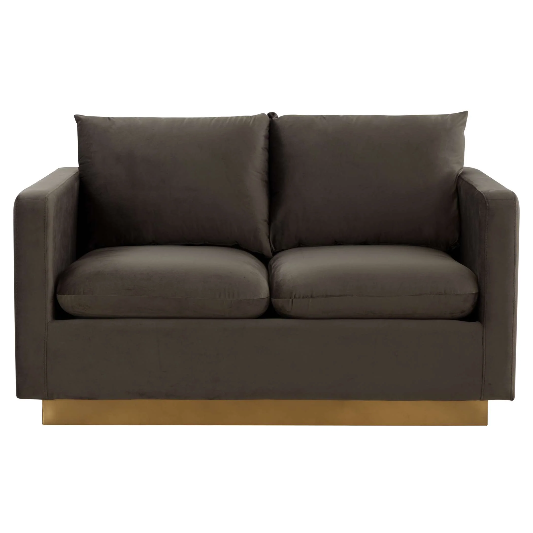 LeisureMod Nervo Modern Mid-Century Upholstered Velvet Loveseat with Gold Frame - Image 18