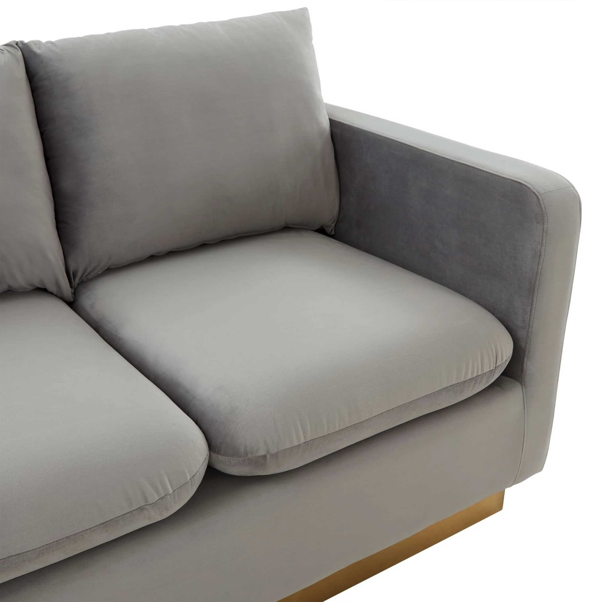 LeisureMod Nervo Modern Mid-Century Upholstered Velvet Loveseat with Gold Frame - Image 20