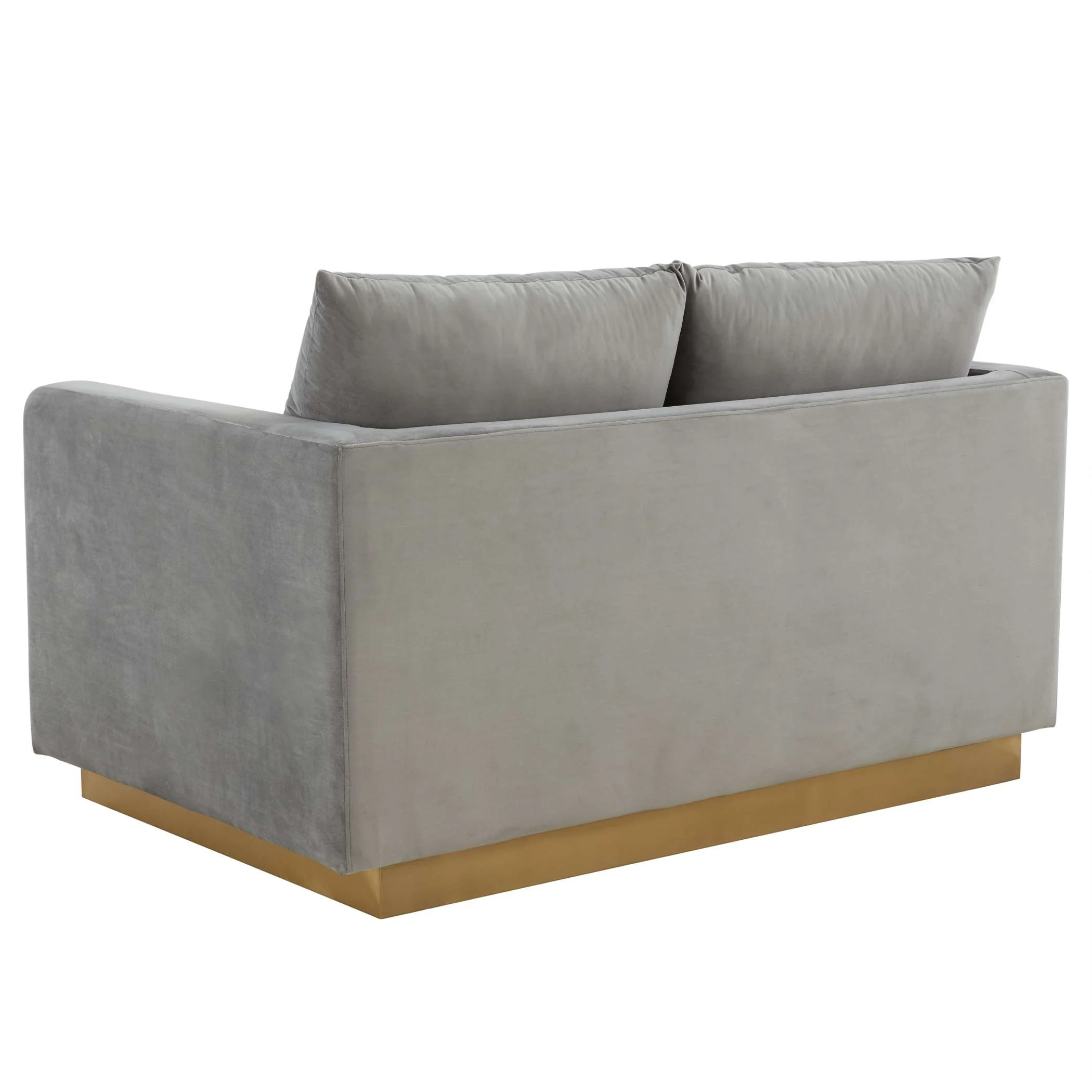LeisureMod Nervo Modern Mid-Century Upholstered Velvet Loveseat with Gold Frame - Image 21