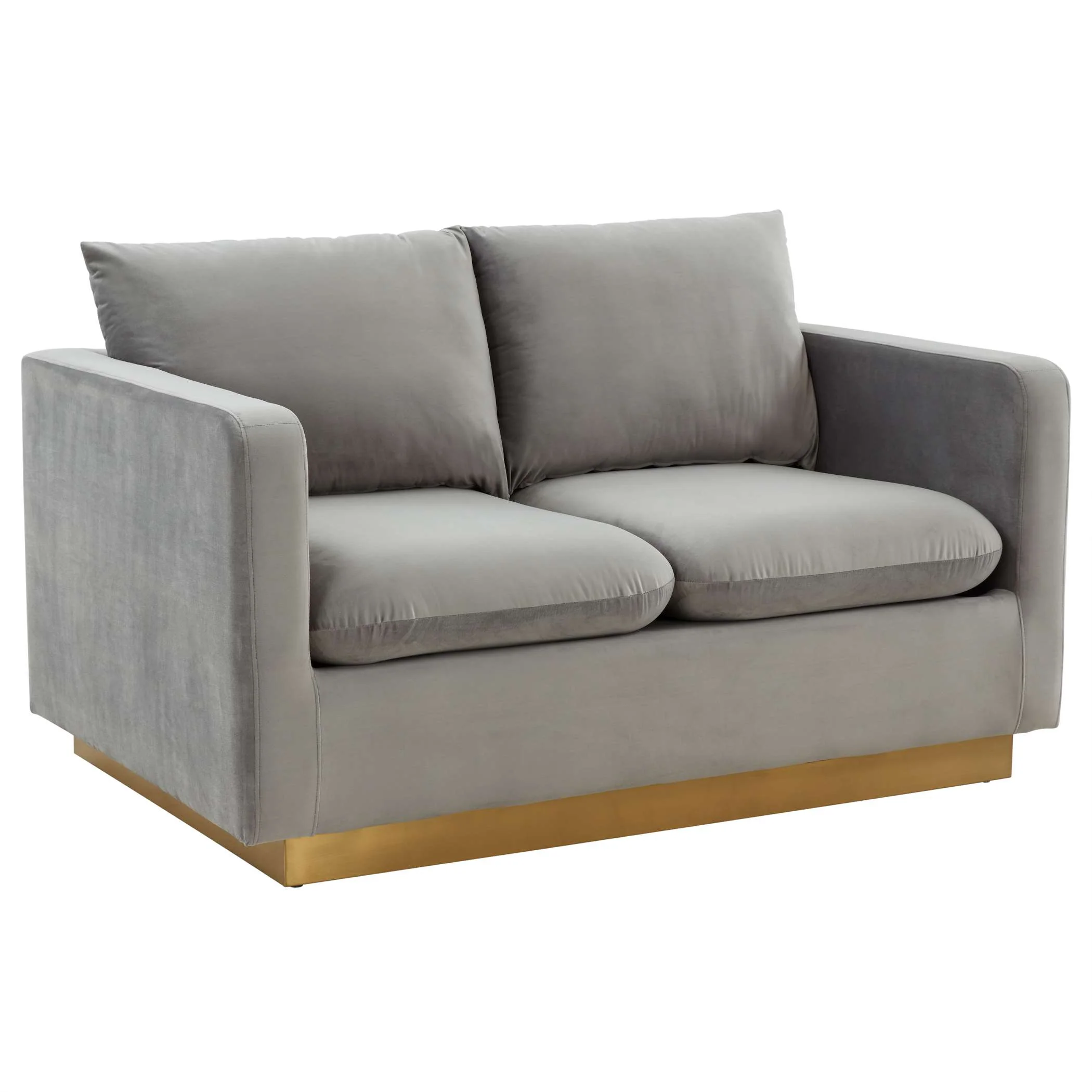 LeisureMod Nervo Modern Mid-Century Upholstered Velvet Loveseat with Gold Frame - Image 23