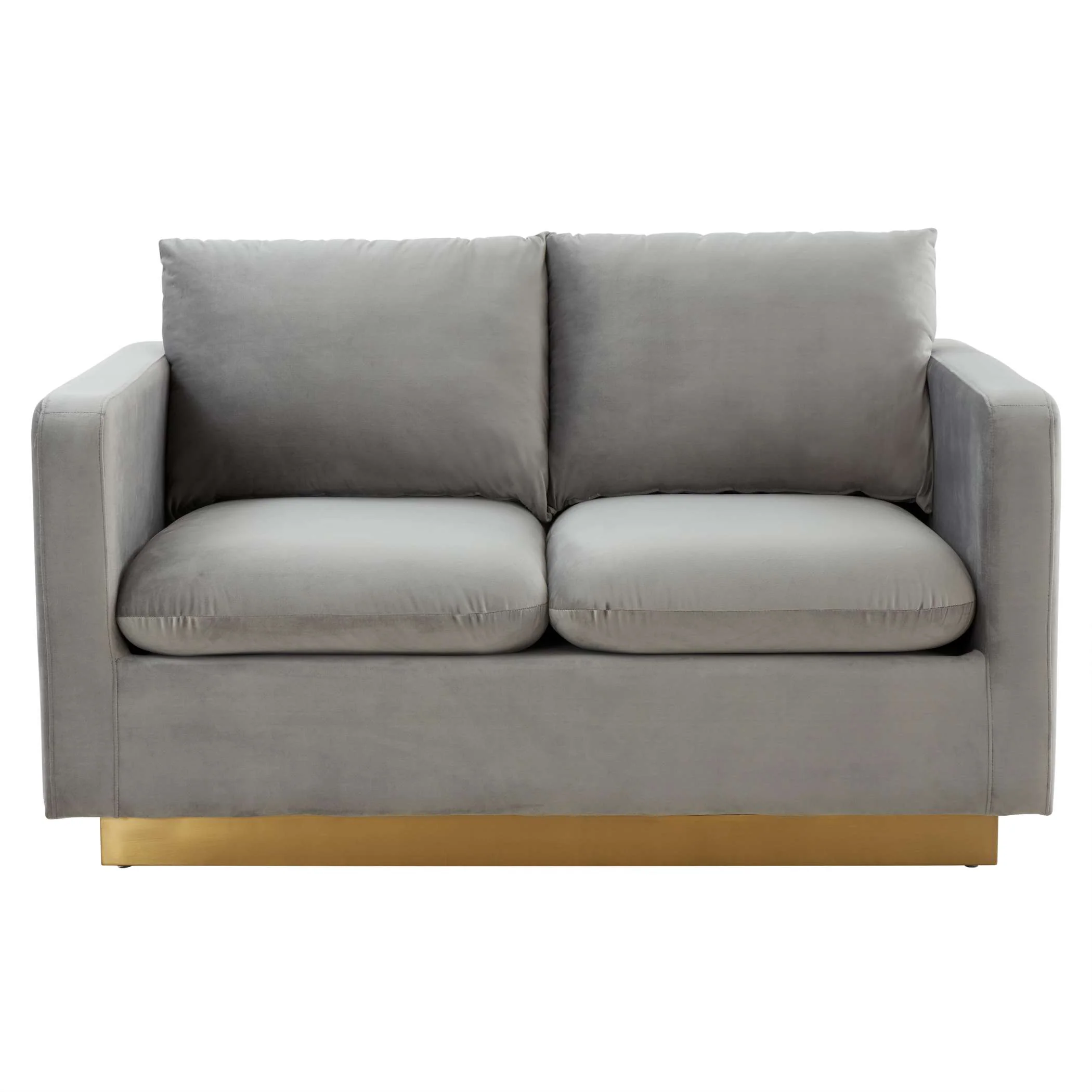 LeisureMod Nervo Modern Mid-Century Upholstered Velvet Loveseat with Gold Frame - Image 24