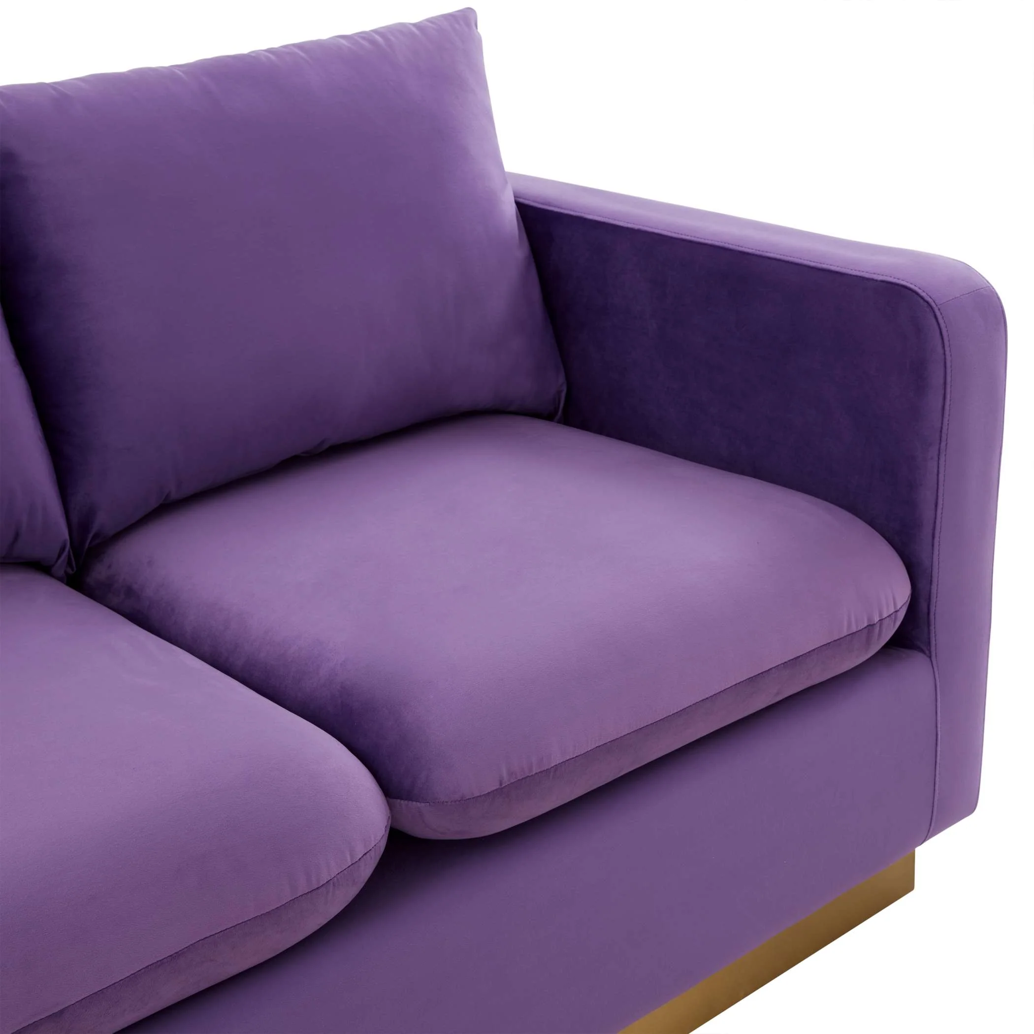 LeisureMod Nervo Modern Mid-Century Upholstered Velvet Loveseat with Gold Frame - Image 26