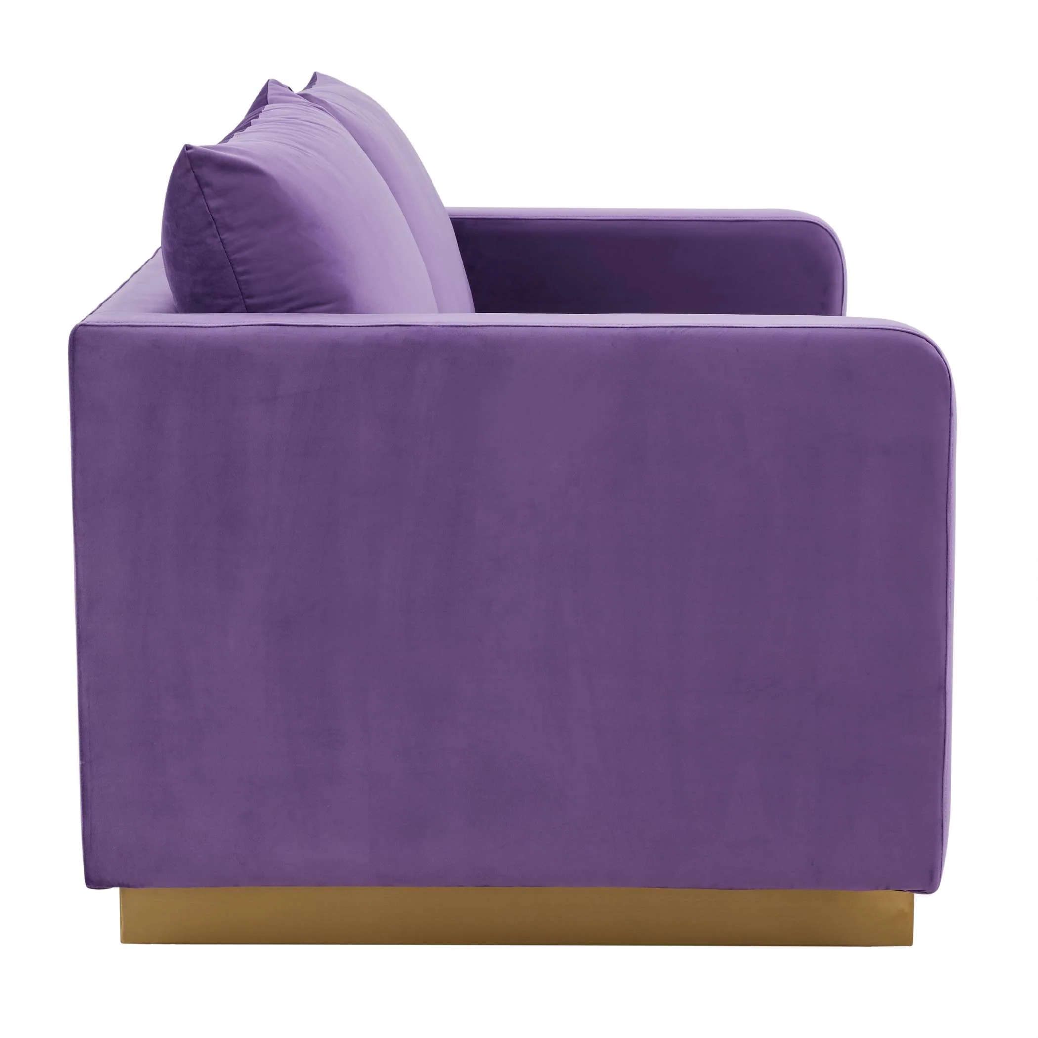 LeisureMod Nervo Modern Mid-Century Upholstered Velvet Loveseat with Gold Frame - Image 28