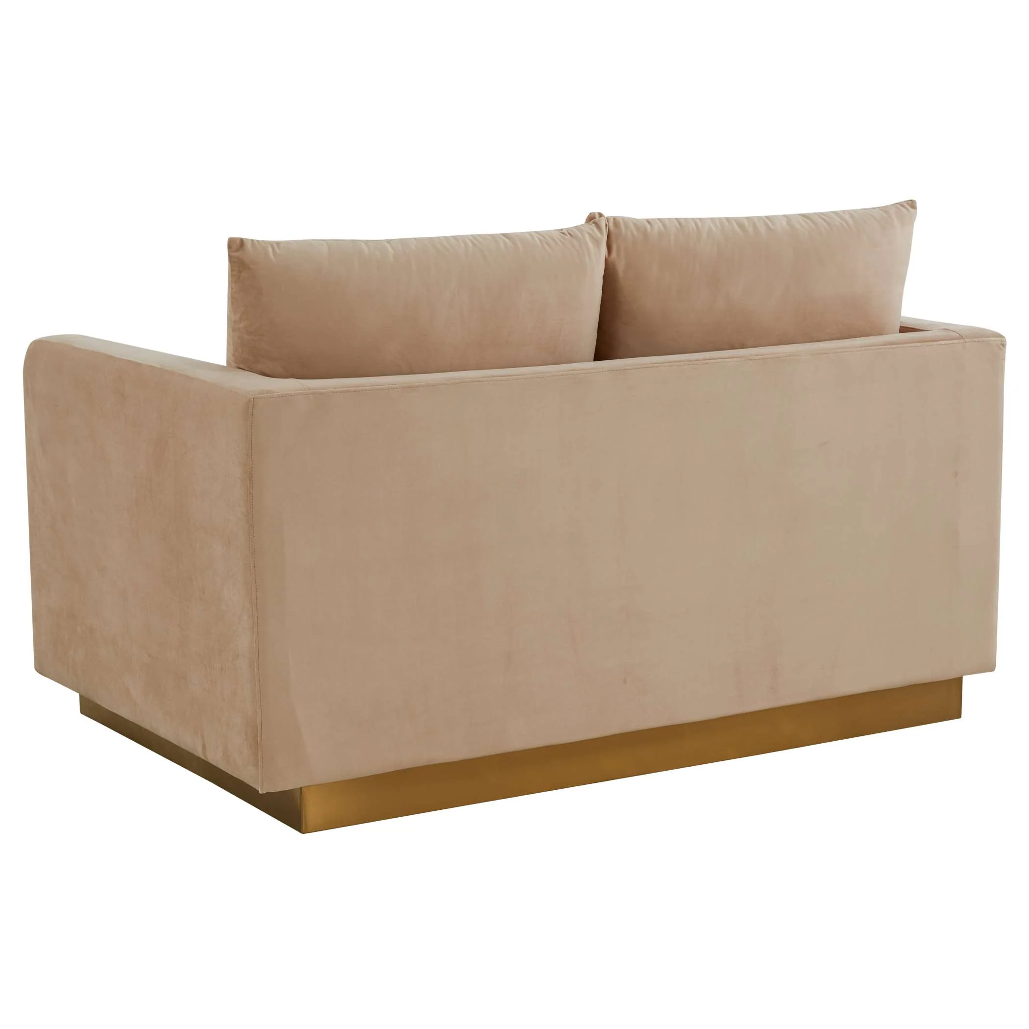 LeisureMod Nervo Modern Mid-Century Upholstered Velvet Loveseat with Gold Frame - Image 3