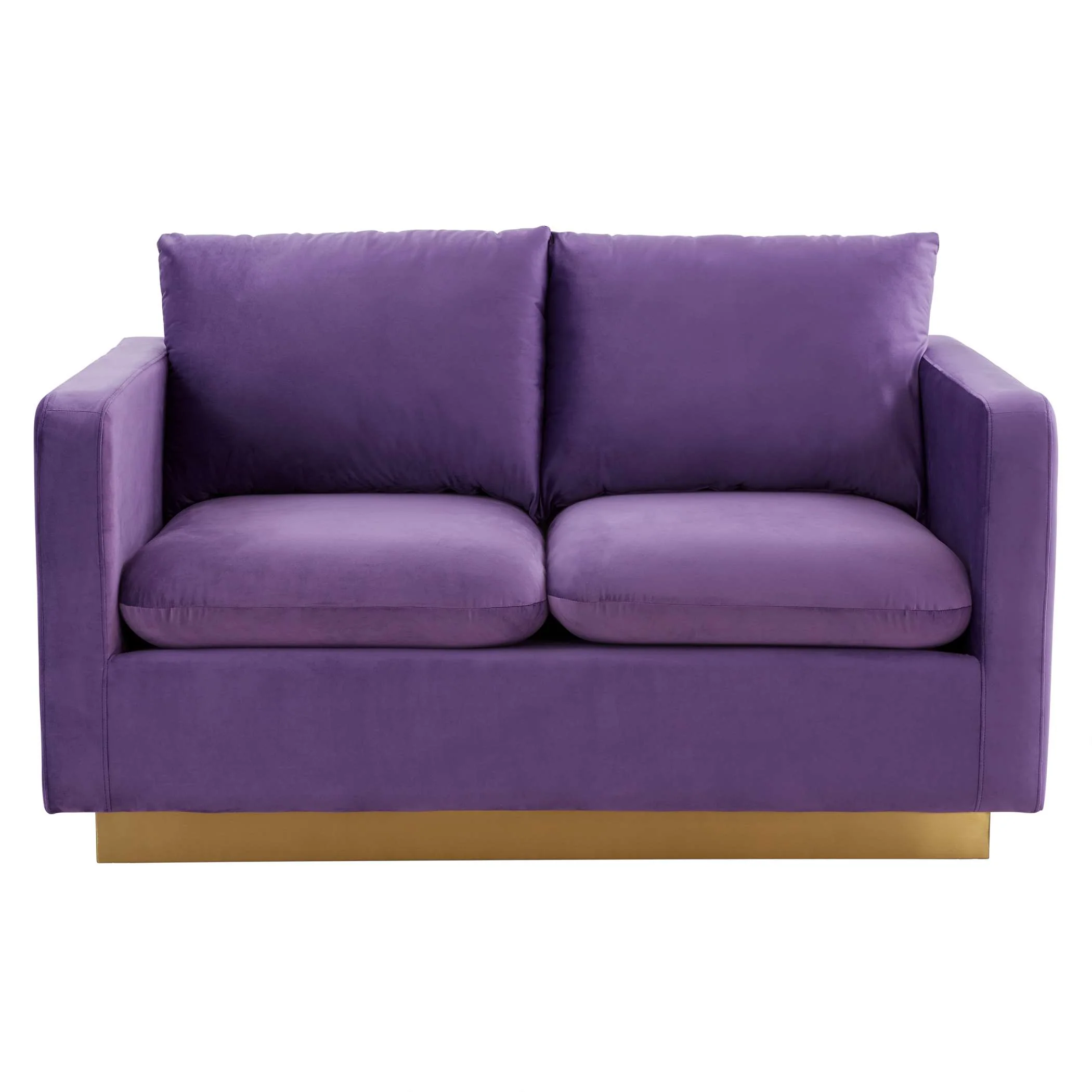 LeisureMod Nervo Modern Mid-Century Upholstered Velvet Loveseat with Gold Frame - Image 30