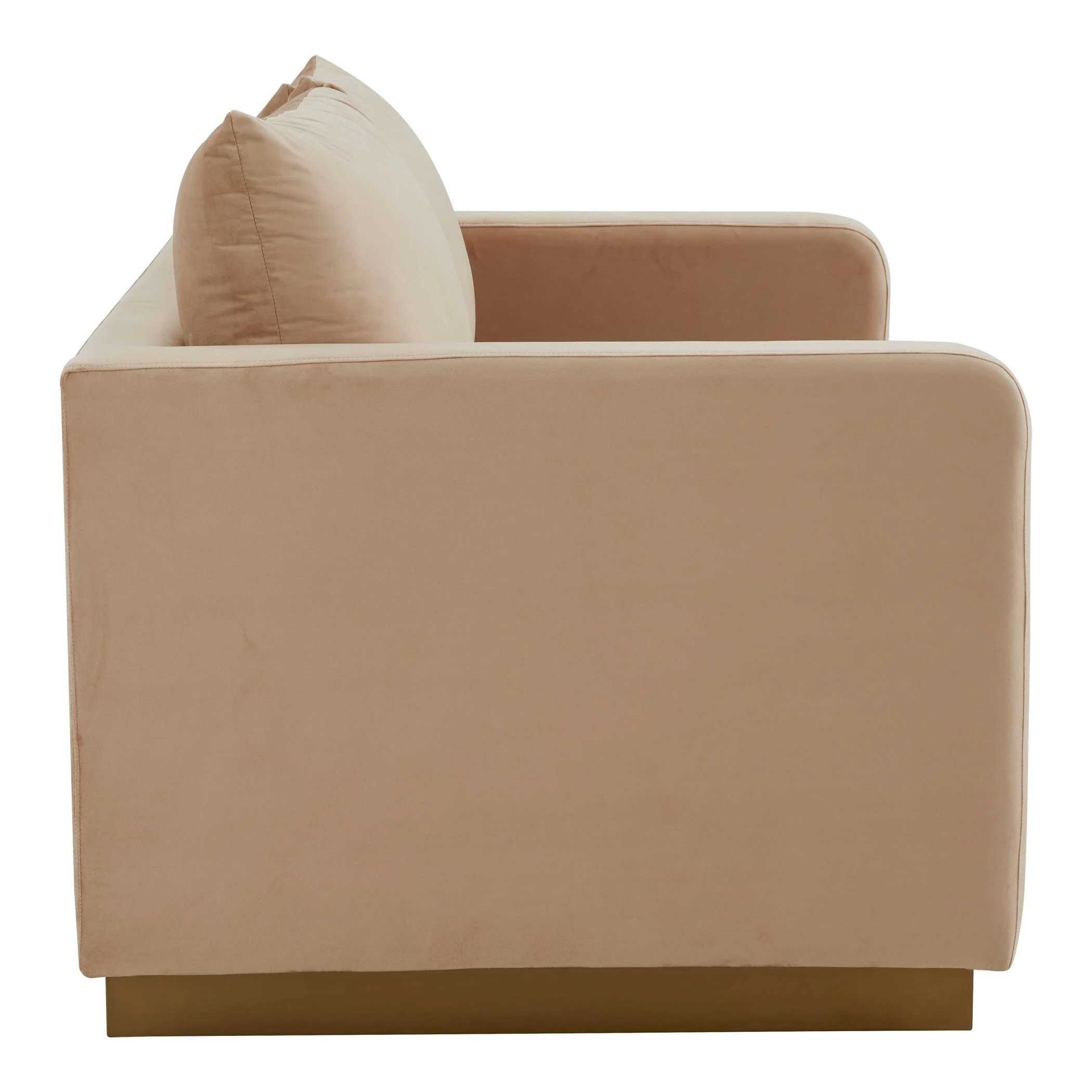 LeisureMod Nervo Modern Mid-Century Upholstered Velvet Loveseat with Gold Frame - Image 4