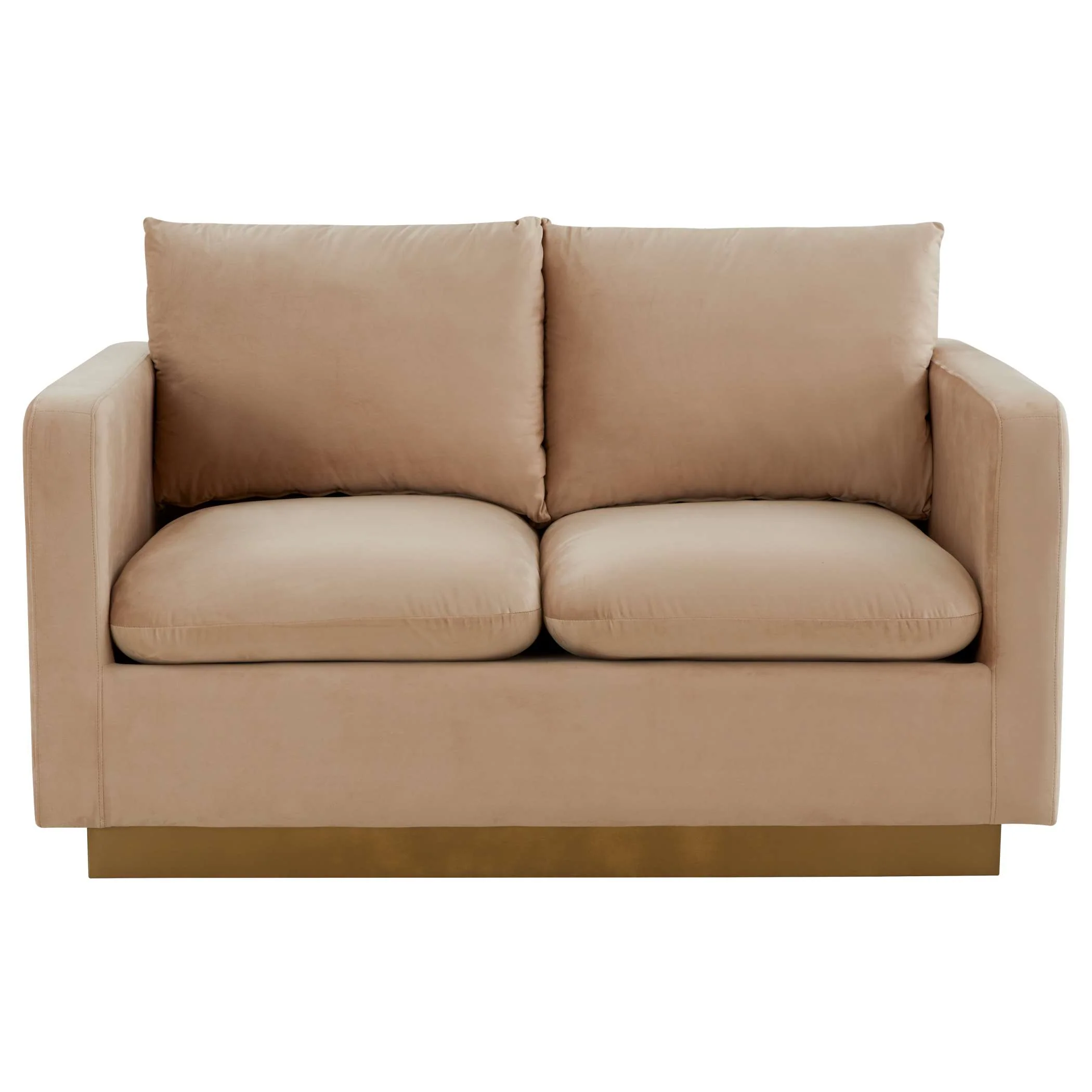 LeisureMod Nervo Modern Mid-Century Upholstered Velvet Loveseat with Gold Frame - Image 6