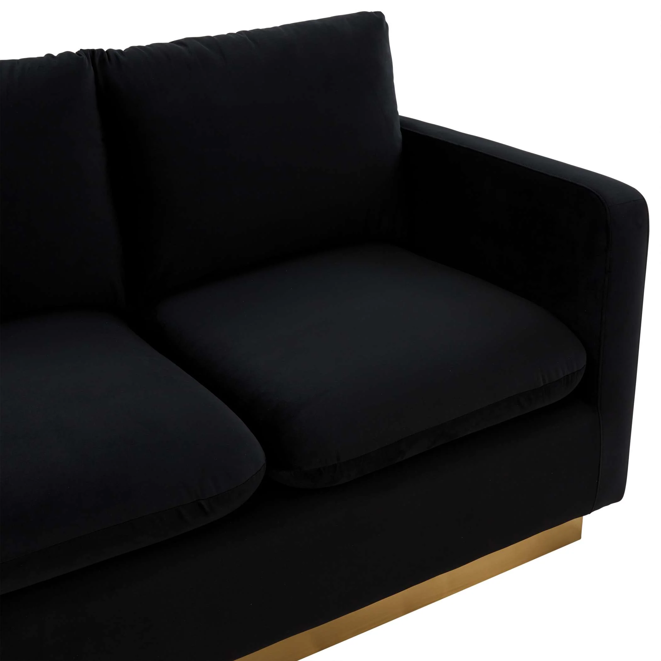 LeisureMod Nervo Modern Mid-Century Upholstered Velvet Loveseat with Gold Frame - Image 8