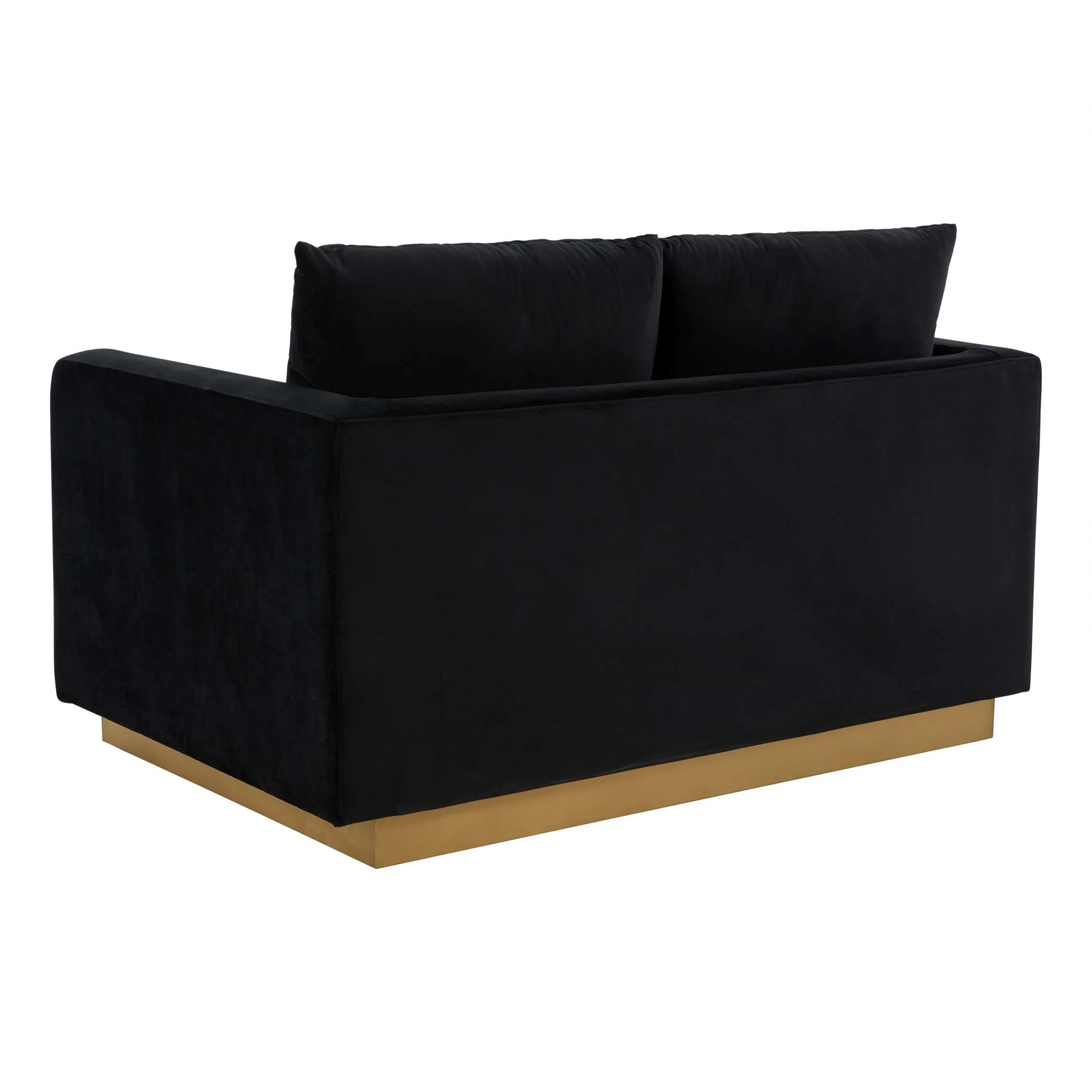 LeisureMod Nervo Modern Mid-Century Upholstered Velvet Loveseat with Gold Frame - Image 9