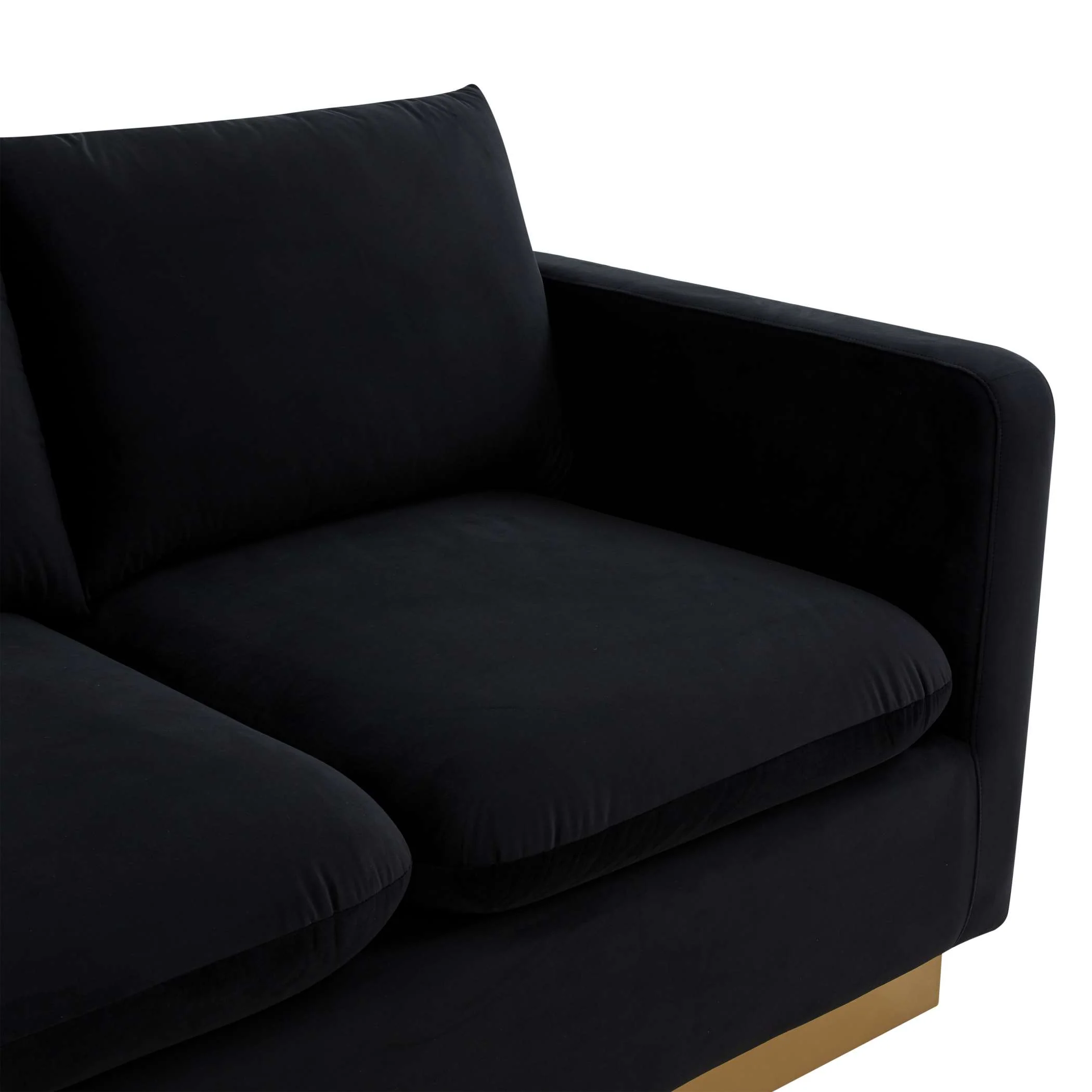 LeisureMod Nervo Modern Mid-Century Upholstered Velvet Sofa with Gold Frame - Image 11
