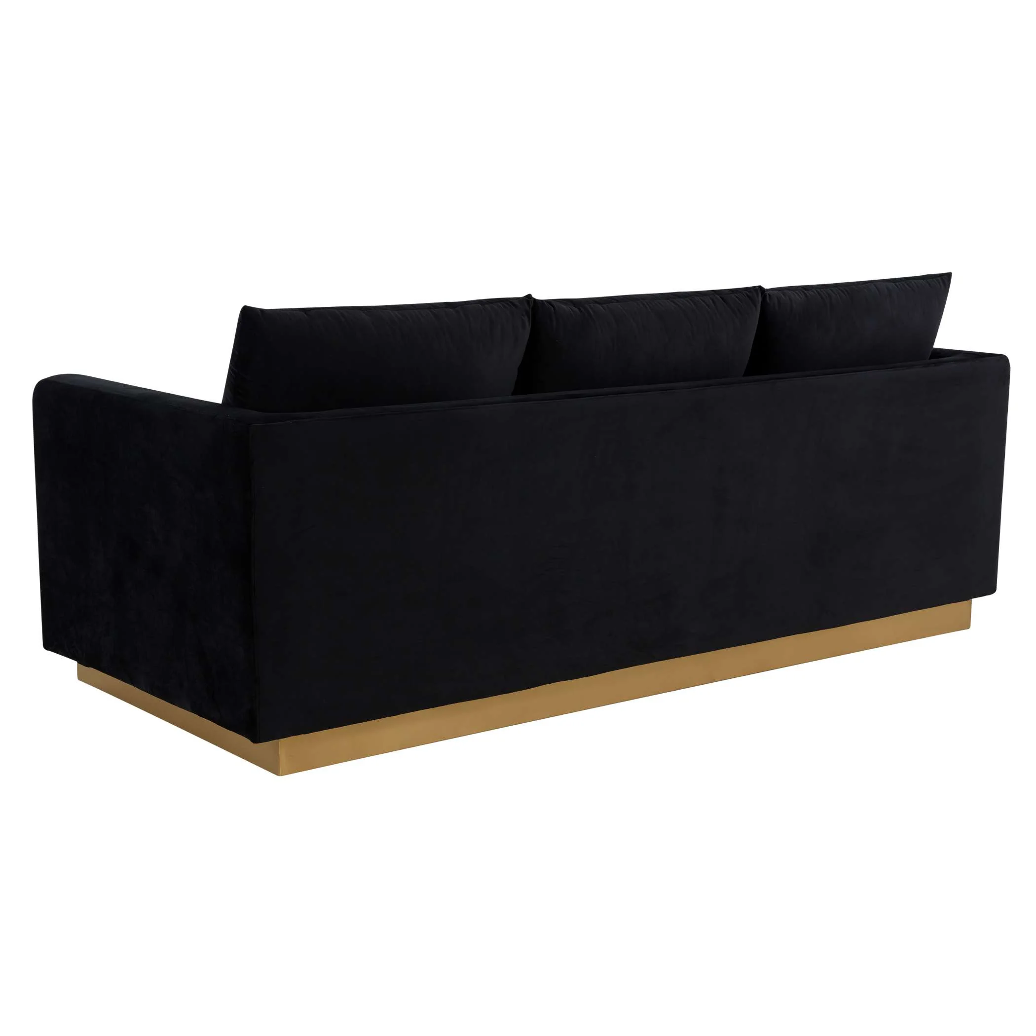LeisureMod Nervo Modern Mid-Century Upholstered Velvet Sofa with Gold Frame - Image 12