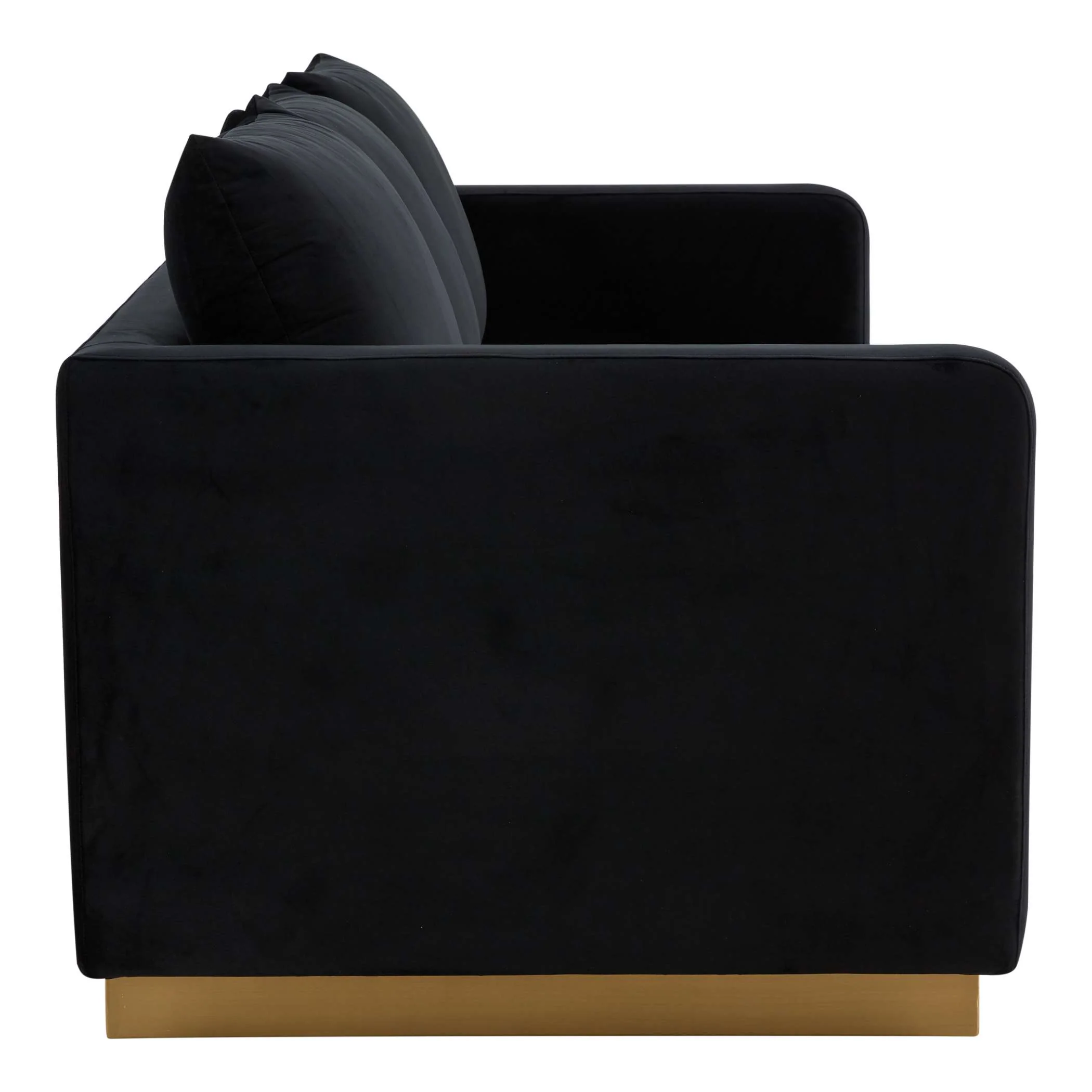 LeisureMod Nervo Modern Mid-Century Upholstered Velvet Sofa with Gold Frame - Image 13