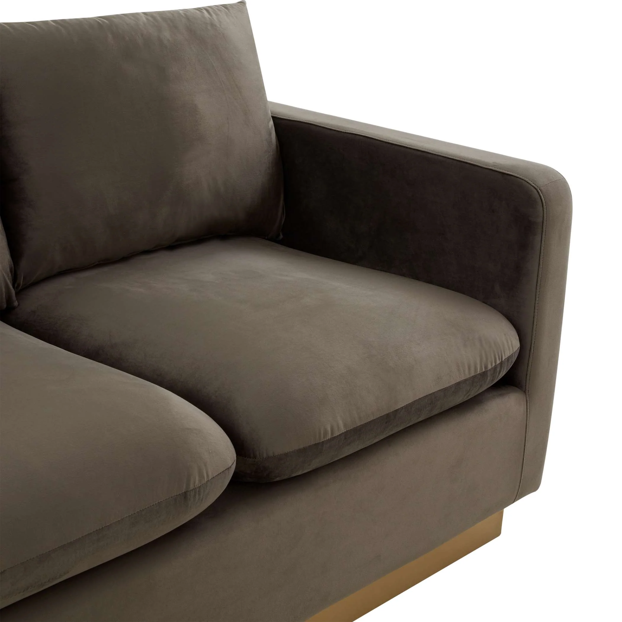 LeisureMod Nervo Modern Mid-Century Upholstered Velvet Sofa with Gold Frame - Image 18